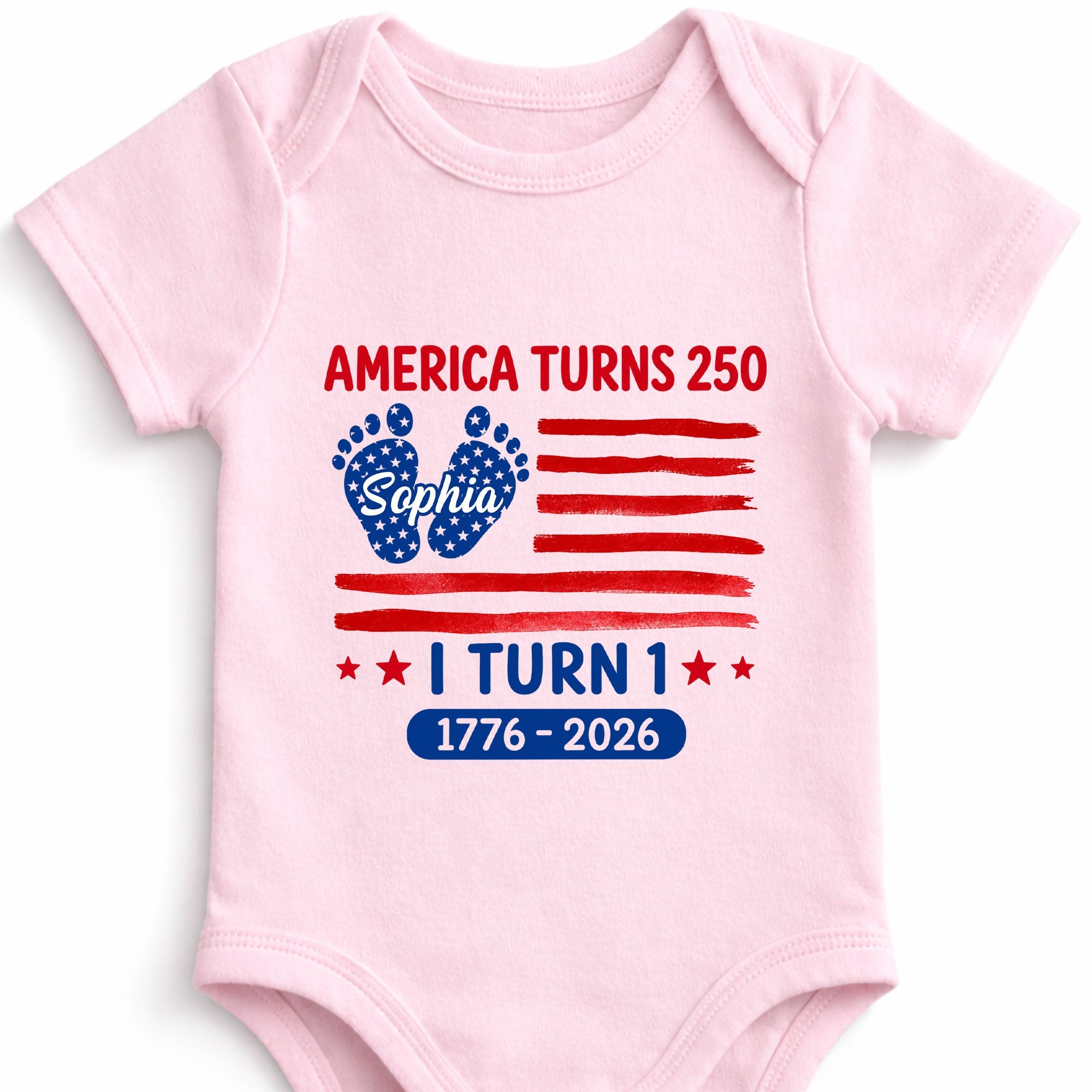 Personalized Baby Onesie Custom Name American Flag First Birthday Gift Baby Onesie GradoCreations