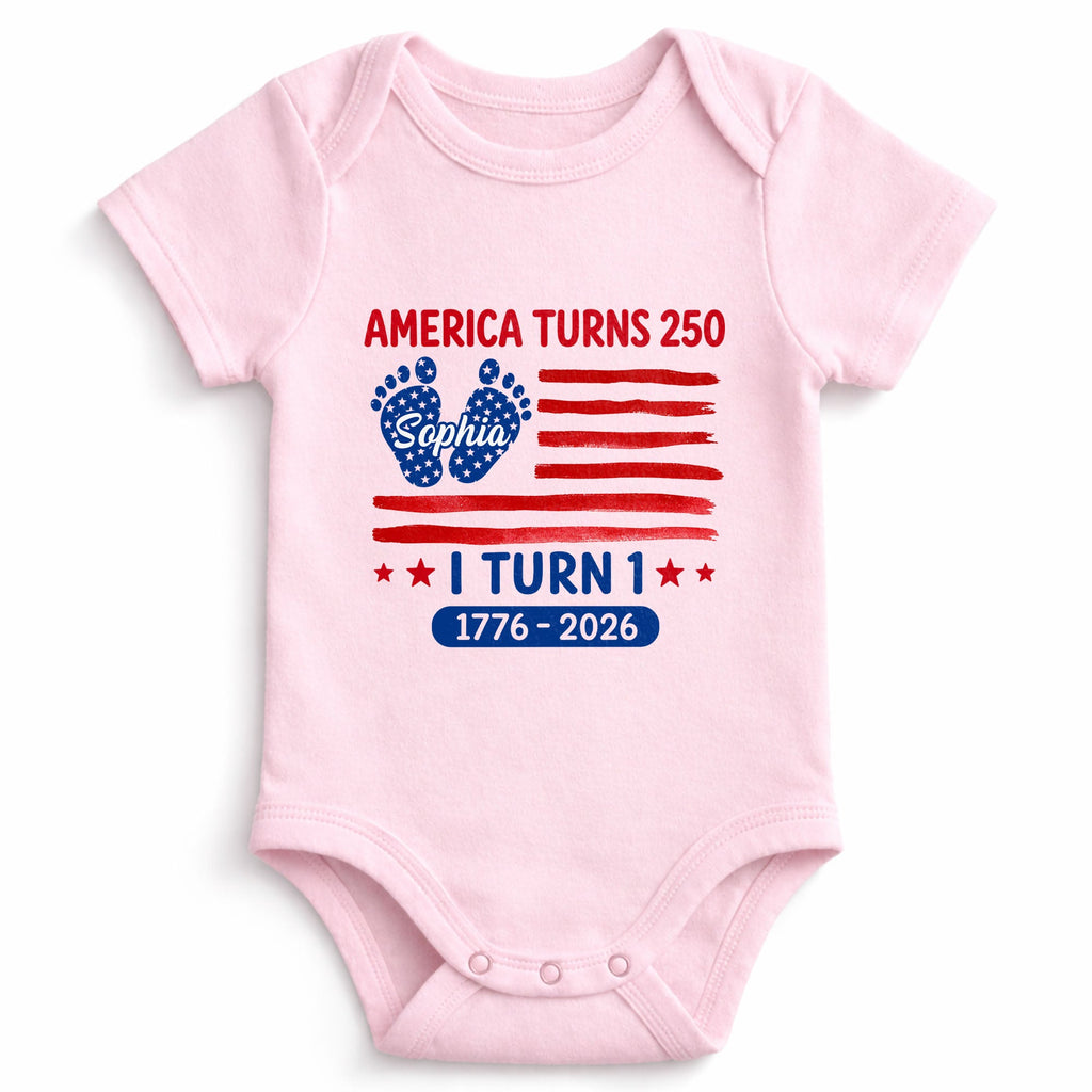 Personalized Baby Onesie Custom Name American Flag First Birthday Gift Baby Onesie GradoCreations