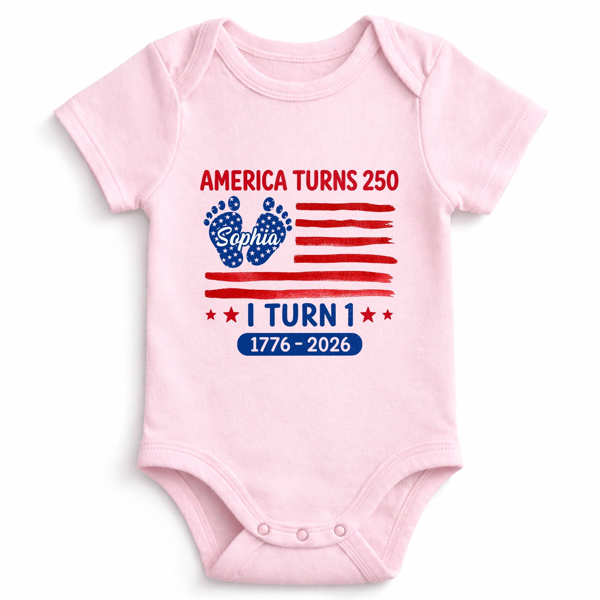 Personalized Baby Onesie Custom Name American Flag First Birthday Gift Baby Onesie GradoCreations