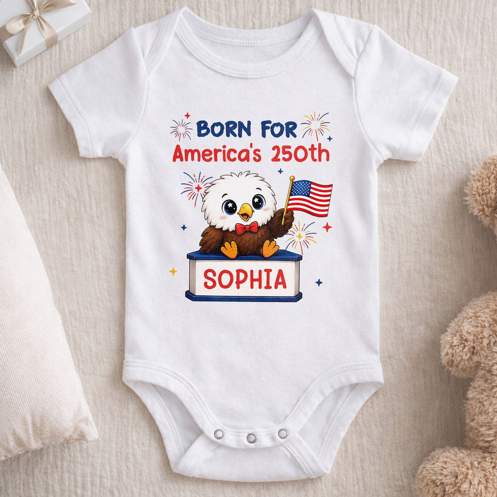 Personalized Eagle USA Flag Baby Onesie Custom Name Gift Baby Onesie GradoCreations