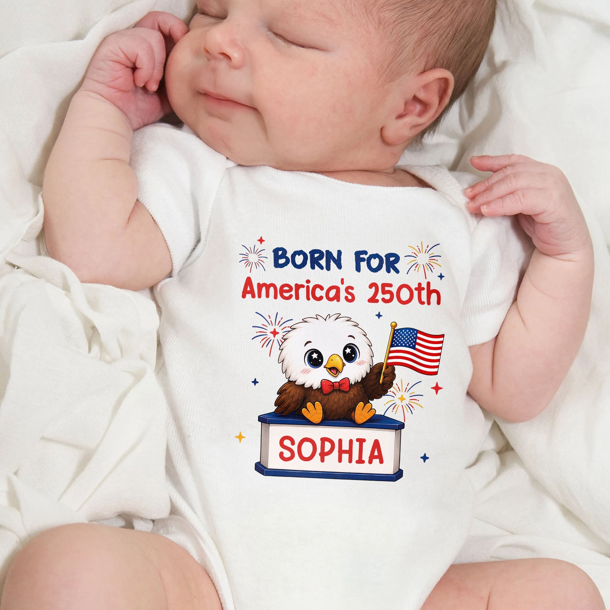 Personalized Eagle USA Flag Baby Onesie Custom Name Gift Baby Onesie GradoCreations
