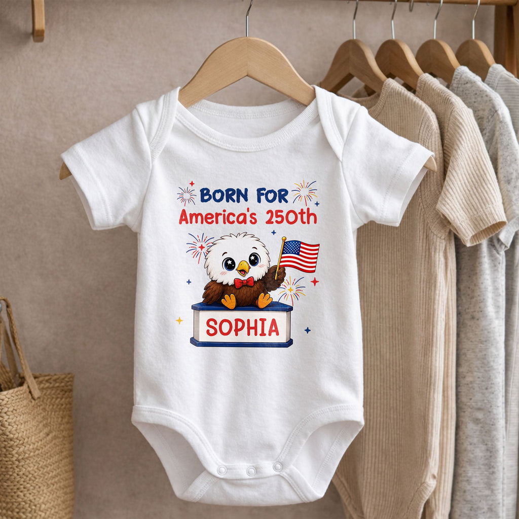Personalized Eagle USA Flag Baby Onesie Custom Name Gift Baby Onesie GradoCreations