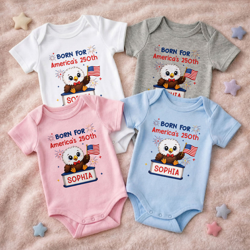 Personalized Eagle USA Flag Baby Onesie Custom Name Gift Baby Onesie GradoCreations