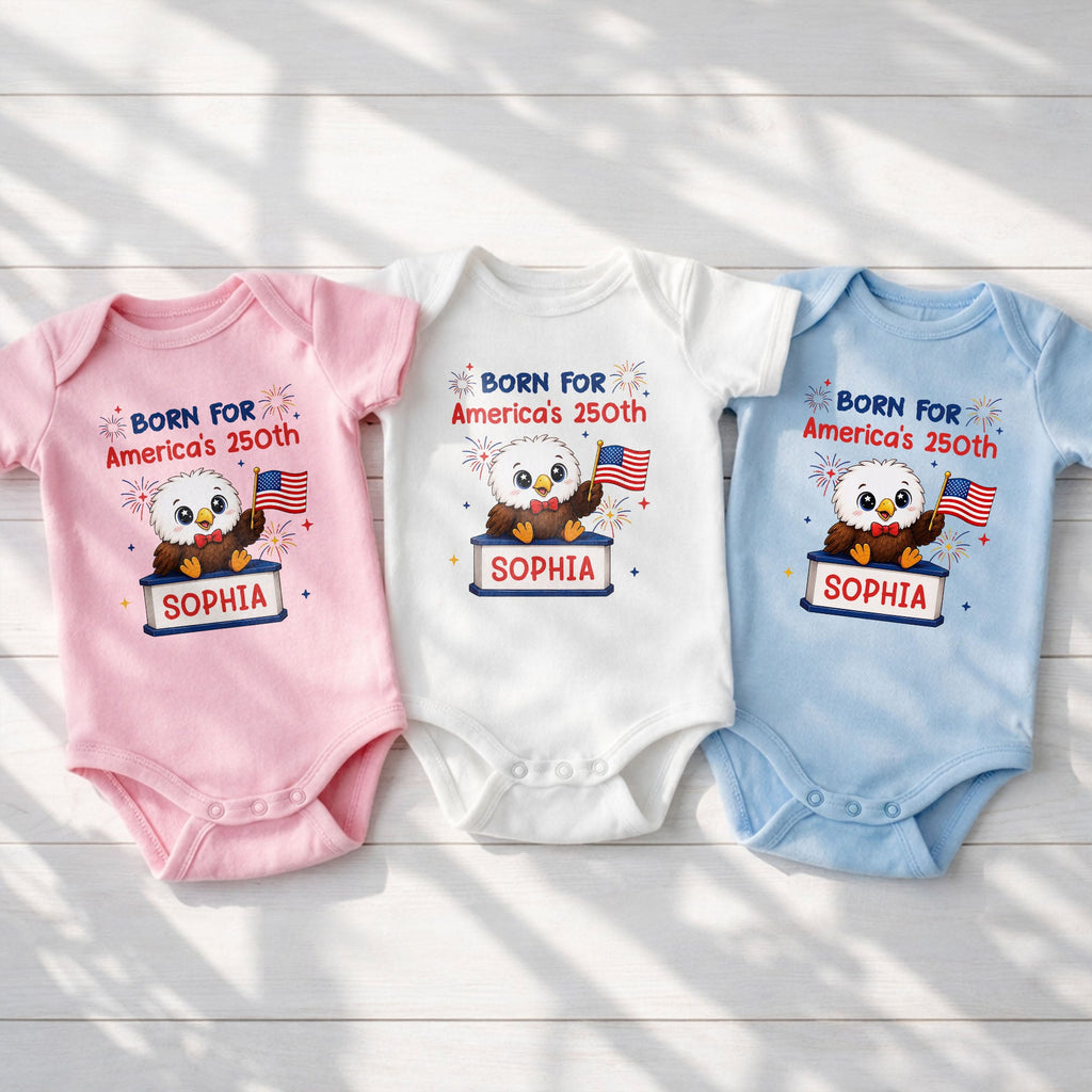 Personalized Eagle USA Flag Baby Onesie Custom Name Gift Baby Onesie GradoCreations