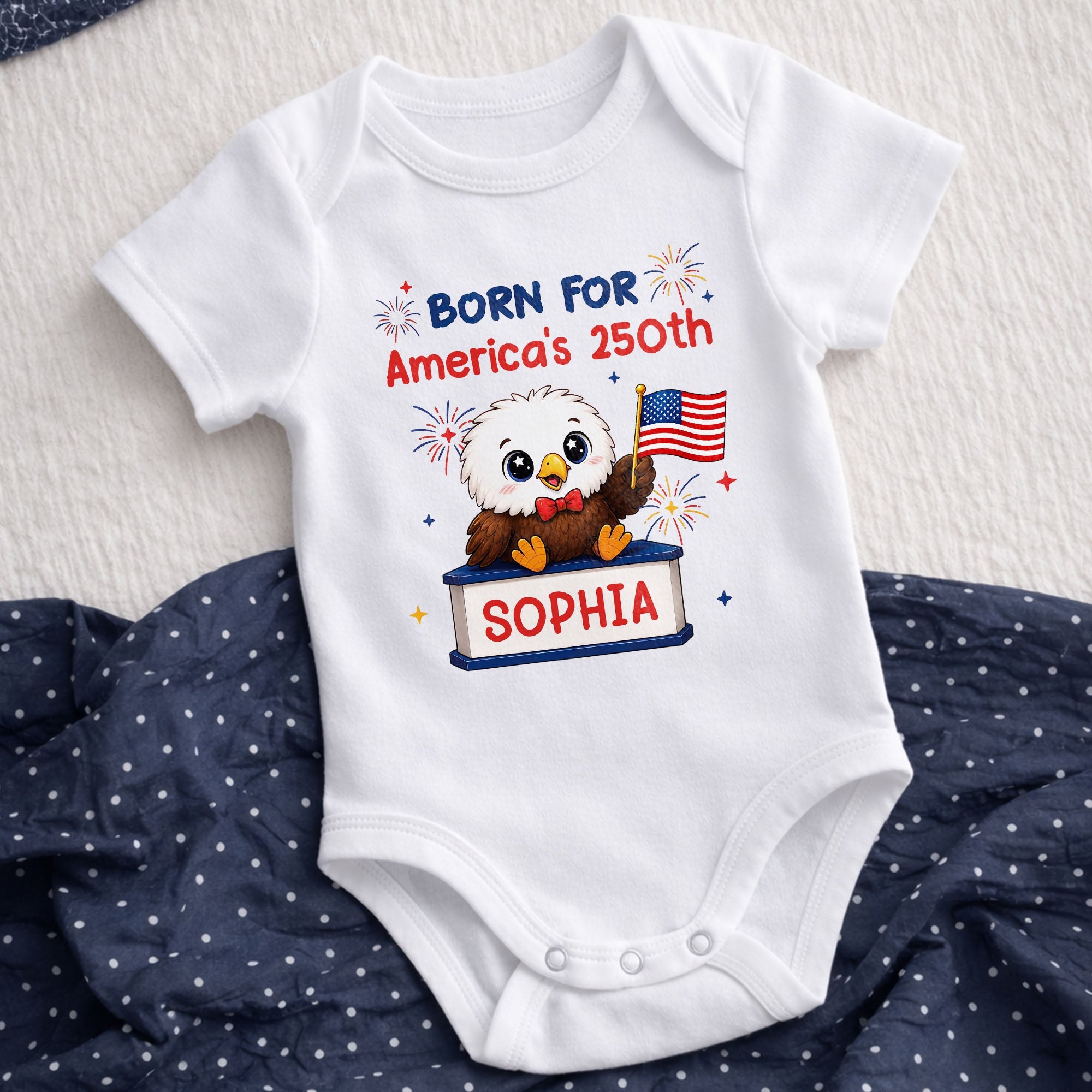 Personalized Eagle USA Flag Baby Onesie Custom Name Gift Baby Onesie GradoCreations