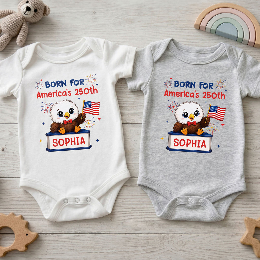 Personalized Eagle USA Flag Baby Onesie Custom Name Gift Baby Onesie GradoCreations