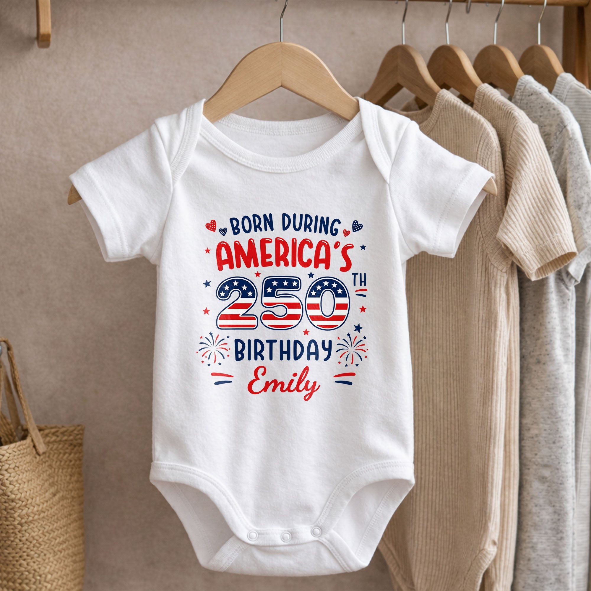 Personalized Baby Onesie Custom Name 4th of July Gift for Kids Baby Onesie GradoCreations