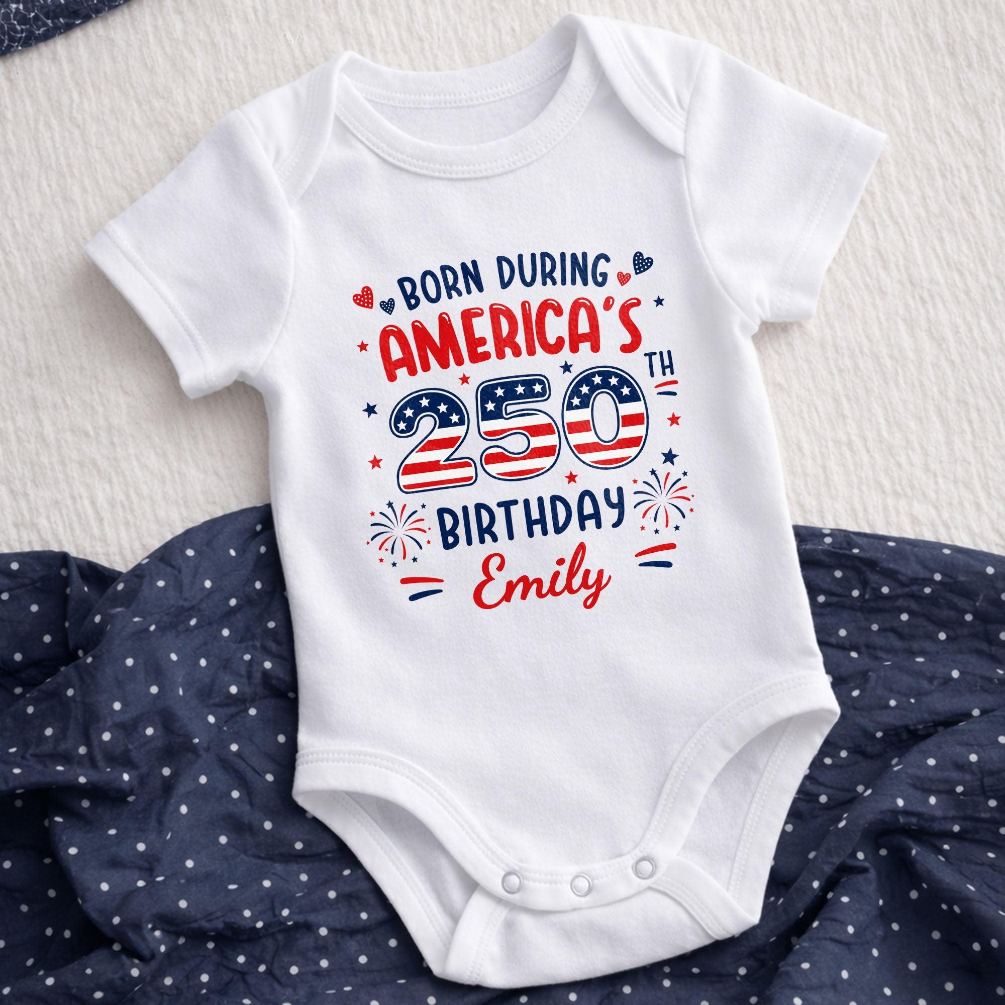 Personalized Baby Onesie Custom Name 4th of July Gift for Kids Baby Onesie GradoCreations