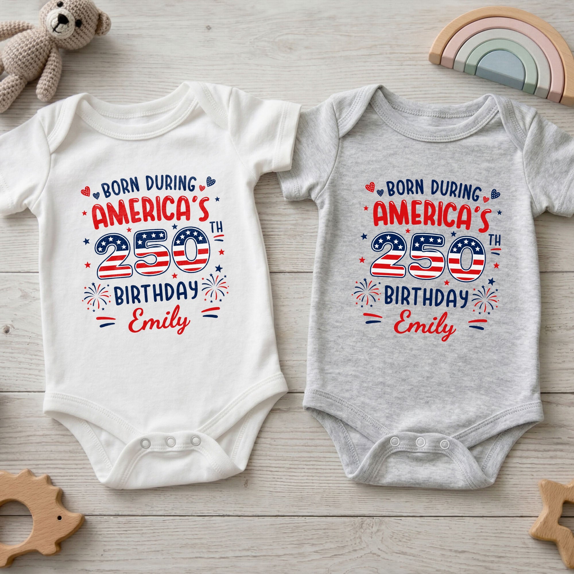 Personalized Baby Onesie Custom Name 4th of July Gift for Kids Baby Onesie GradoCreations