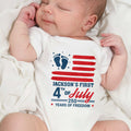 Personalized 4th of July Baby Onesie Custom Name USA Flag Gift Baby Onesie GradoCreations