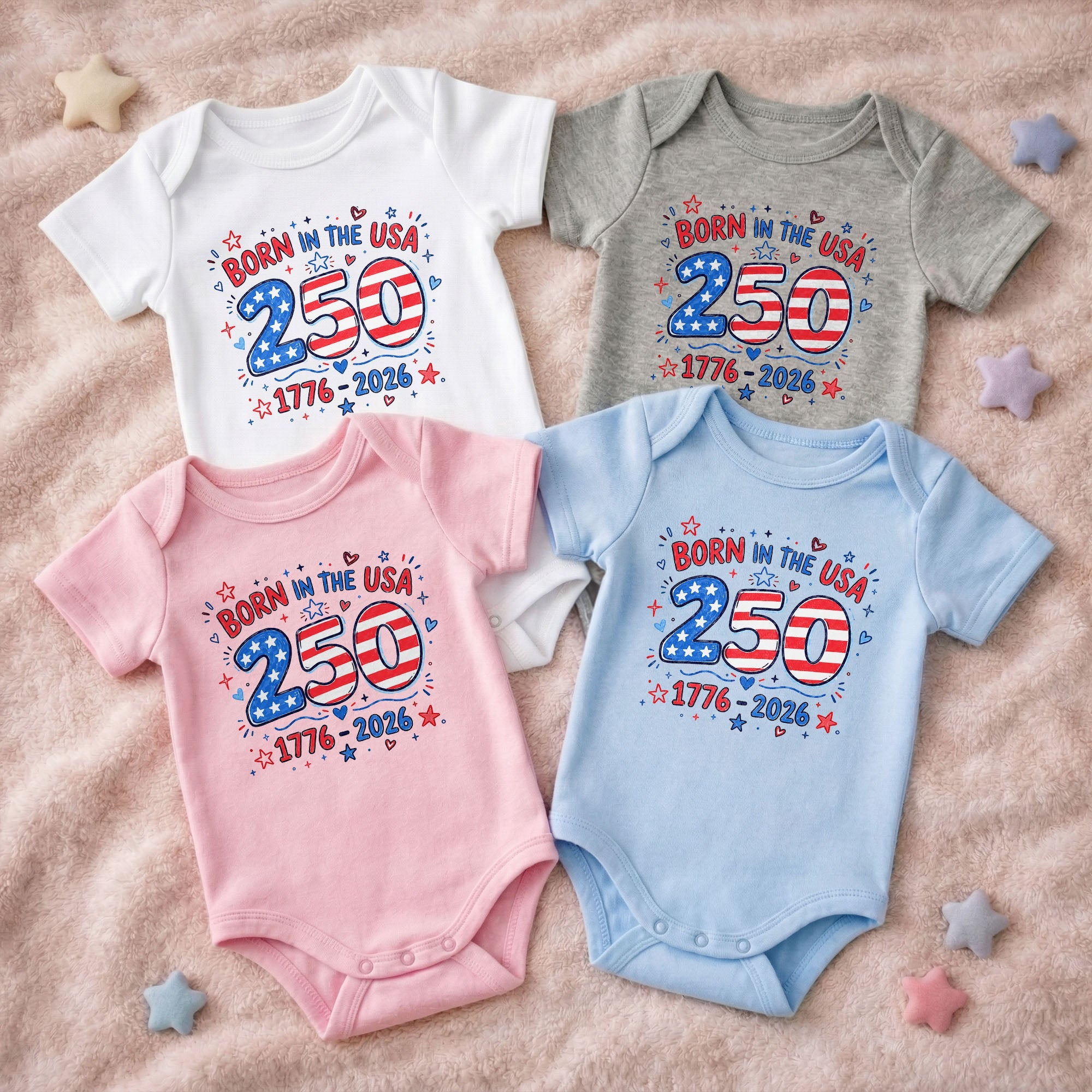 Personalized Baby Onesie Stars & Stripes Custom Name Gift Baby Onesie GradoCreations