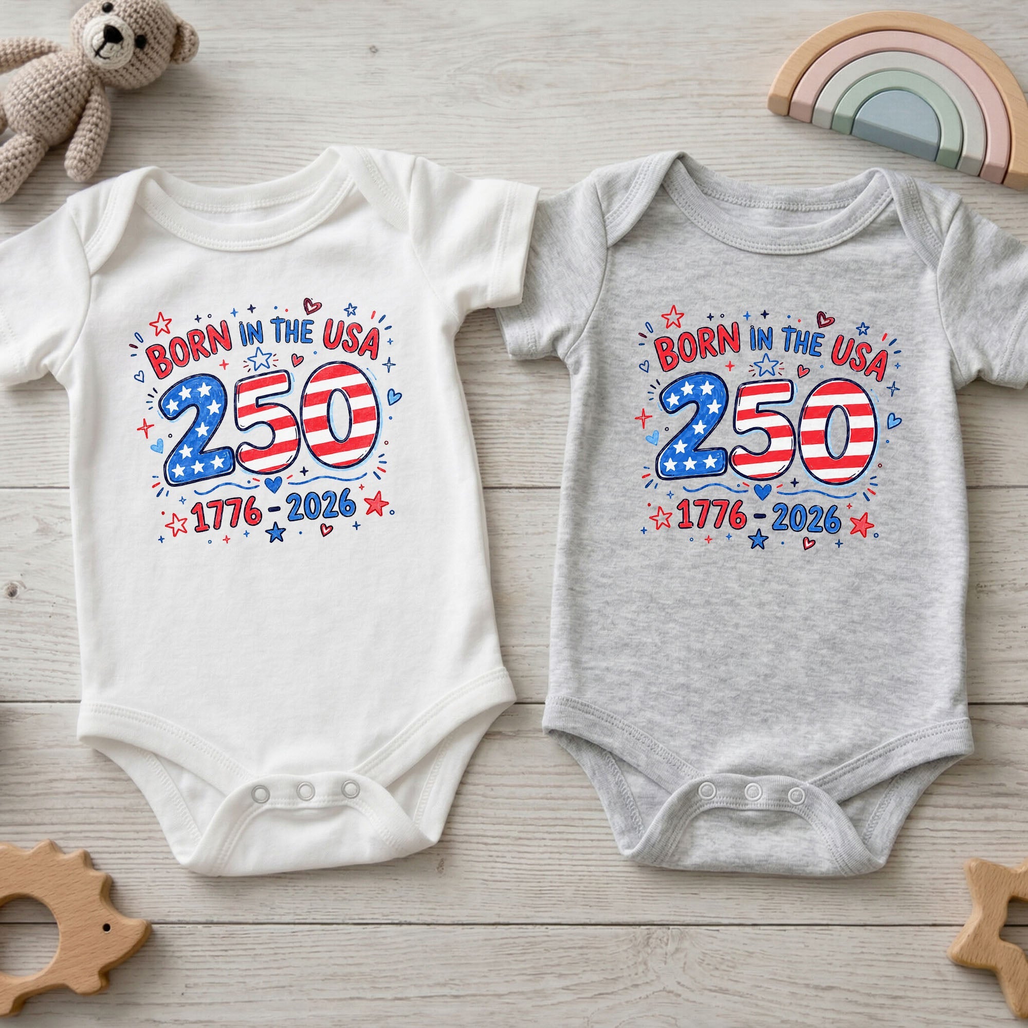 Personalized Baby Onesie Stars & Stripes Custom Name Gift Baby Onesie GradoCreations