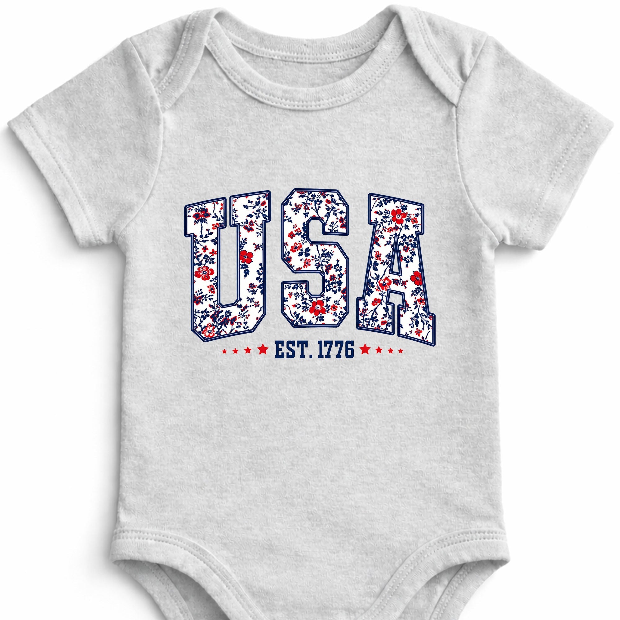 Personalized Floral Print Baby Onesie Custom Name Gift for Kids Baby Onesie GradoCreations