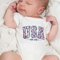 Personalized Floral Print Baby Onesie Custom Name Gift for Kids Baby Onesie GradoCreations