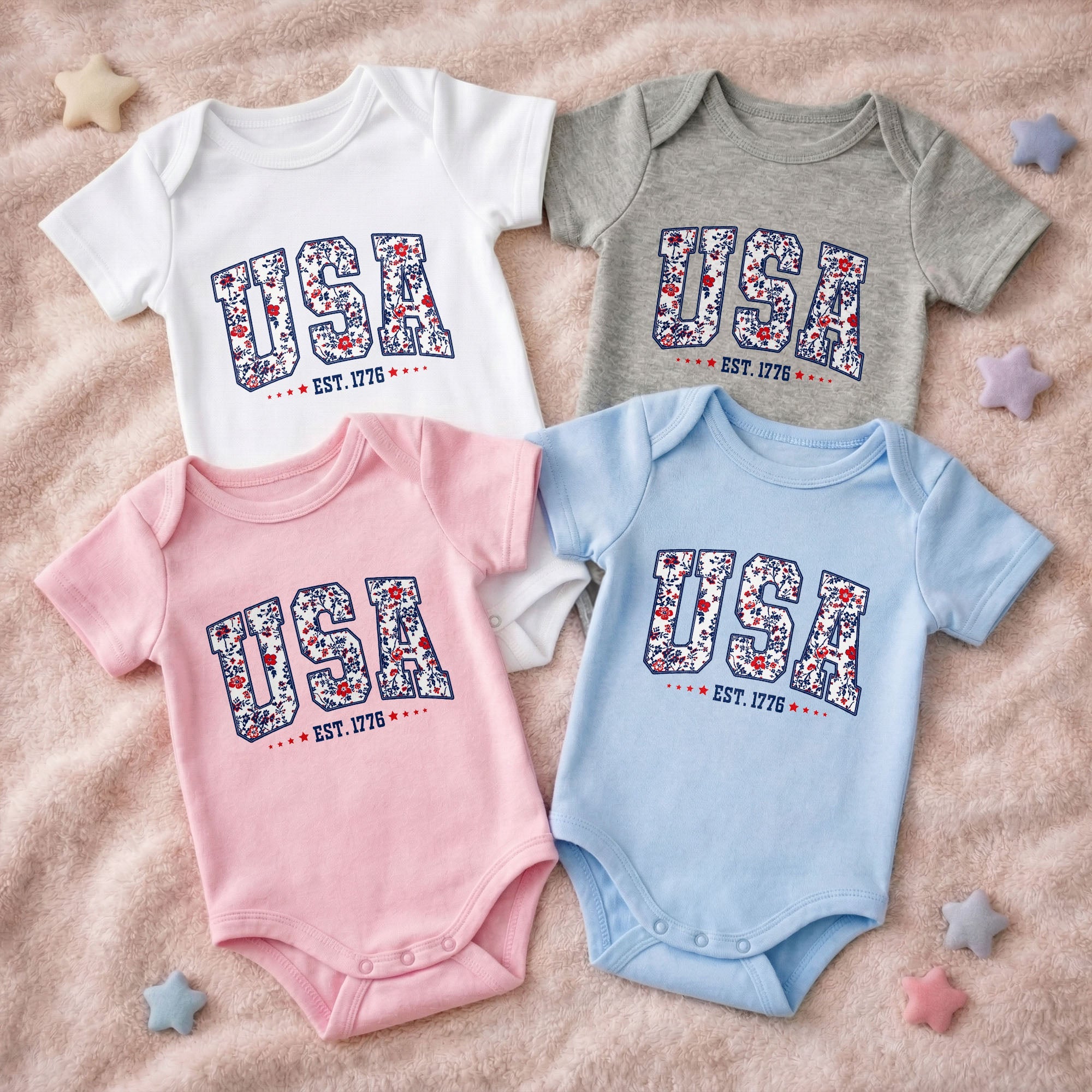 Personalized Floral Print Baby Onesie Custom Name Gift for Kids Baby Onesie GradoCreations