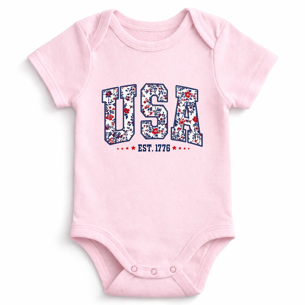 Personalized Floral Print Baby Onesie Custom Name Gift for Kids Baby Onesie GradoCreations