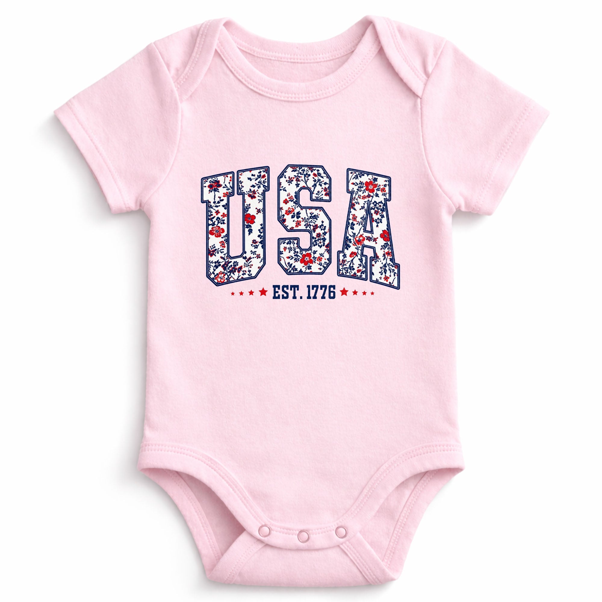 Personalized Floral Print Baby Onesie Custom Name Gift for Kids Baby Onesie GradoCreations