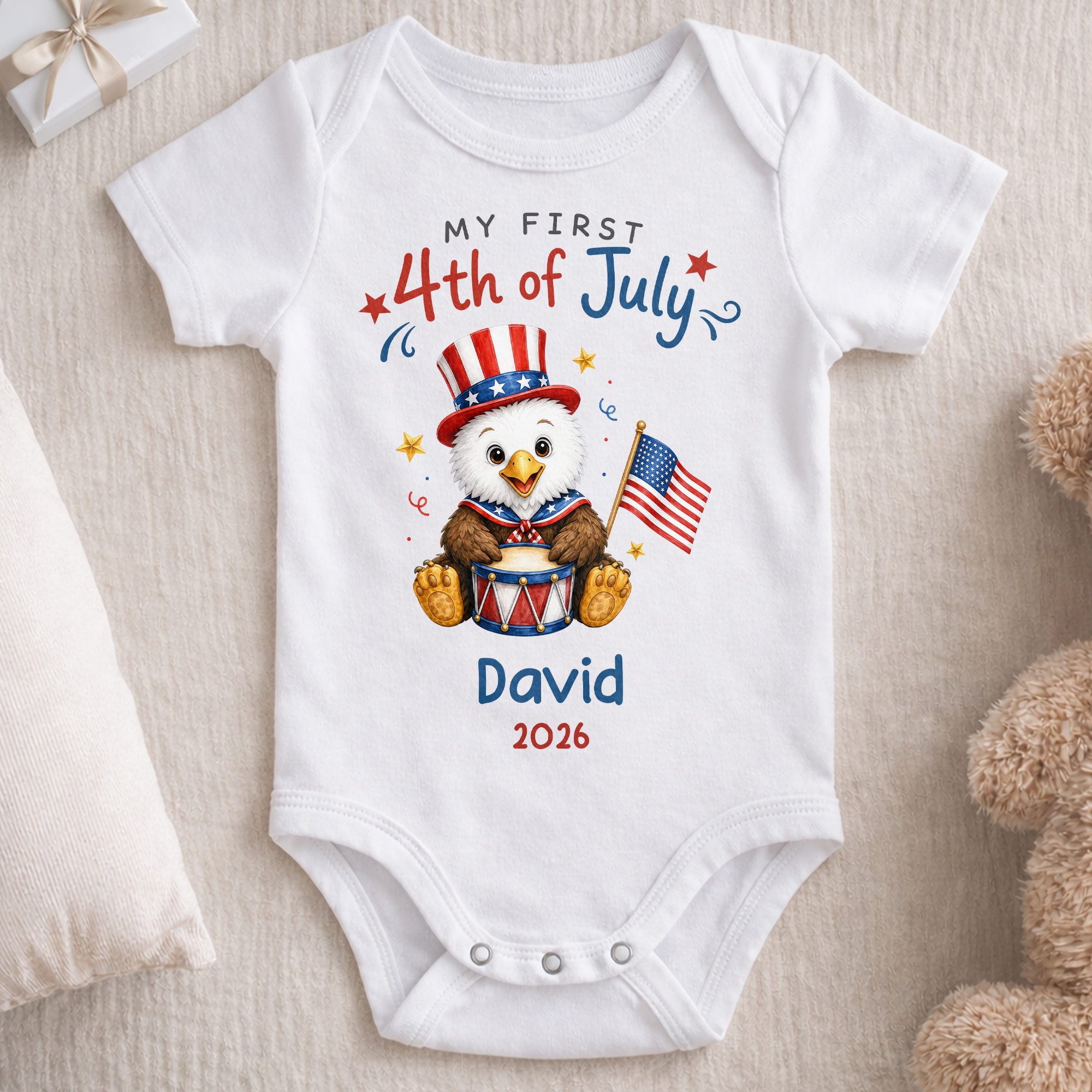 Personalized 4th of July Baby Onesie Custom Name Keepsake Gift Baby Onesie GradoCreations