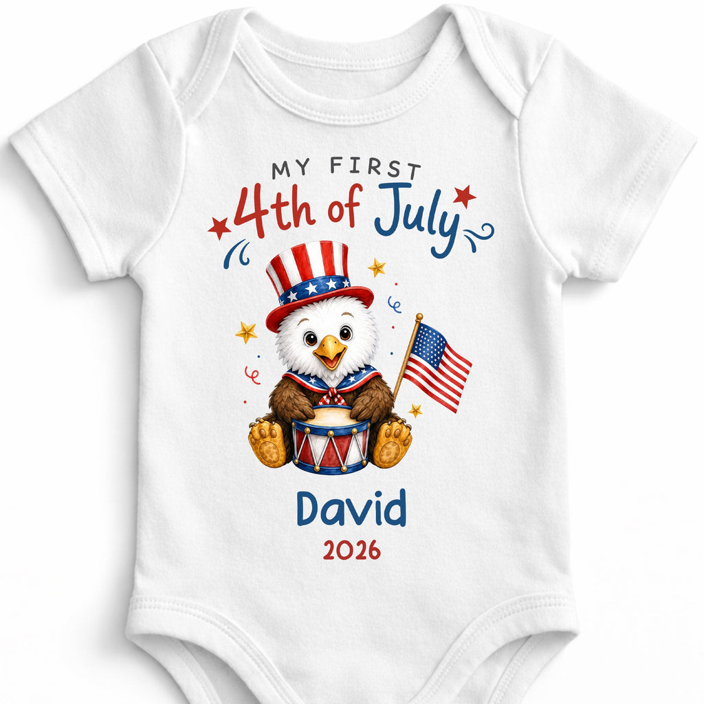 Personalized 4th of July Baby Onesie Custom Name Keepsake Gift Baby Onesie GradoCreations