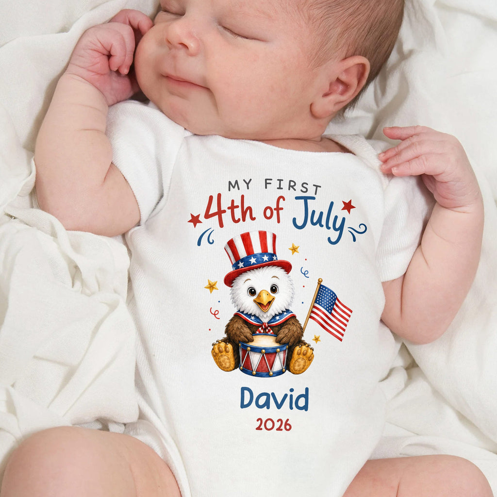 Personalized 4th of July Baby Onesie Custom Name Keepsake Gift Baby Onesie GradoCreations