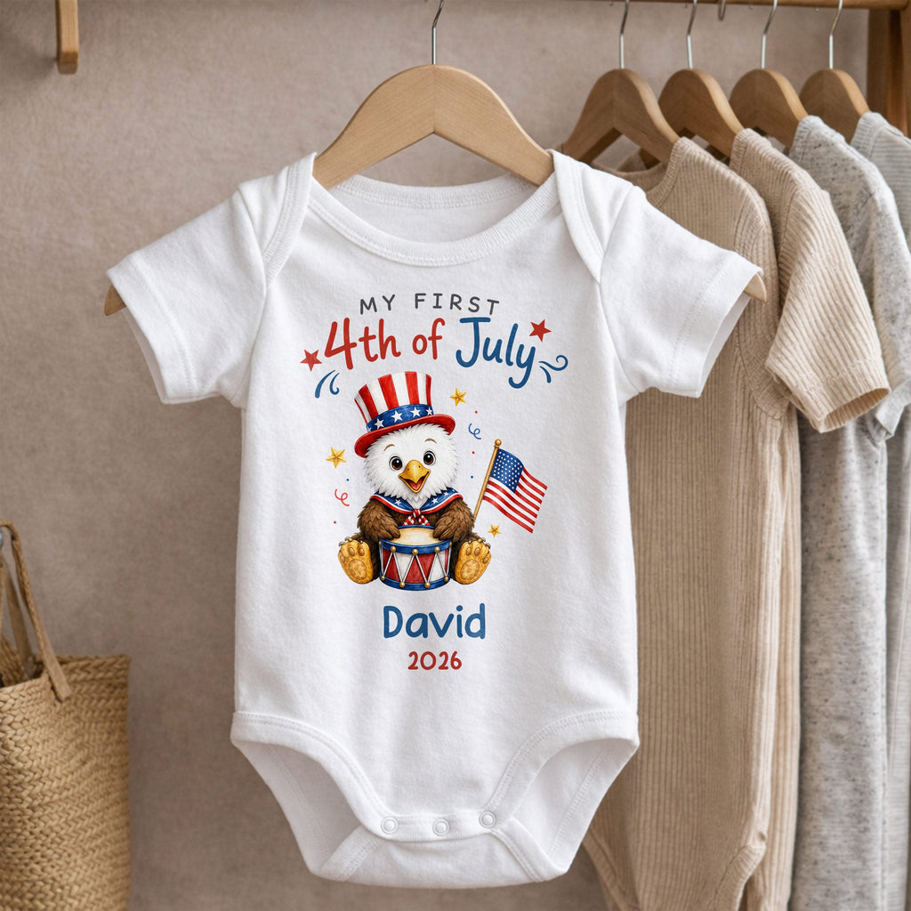 Personalized 4th of July Baby Onesie Custom Name Keepsake Gift Baby Onesie GradoCreations