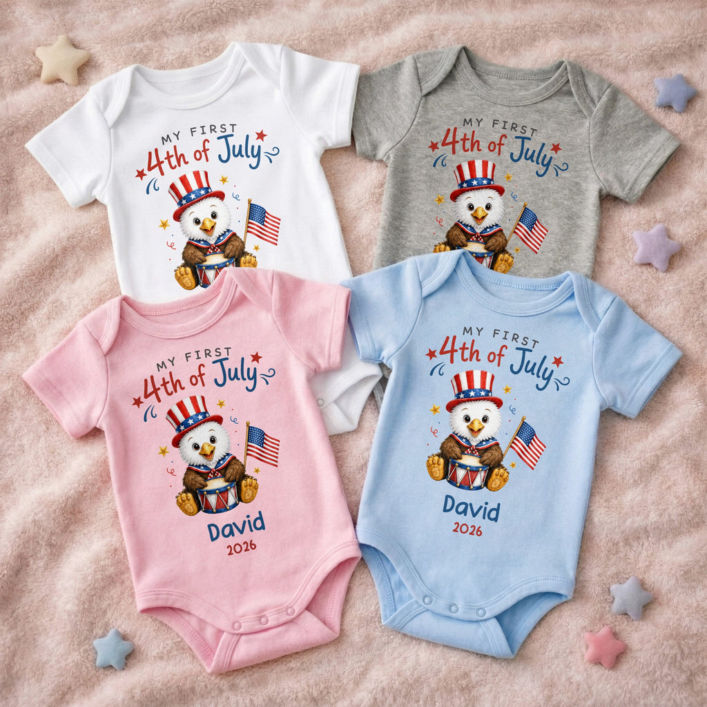 Personalized 4th of July Baby Onesie Custom Name Keepsake Gift Baby Onesie GradoCreations