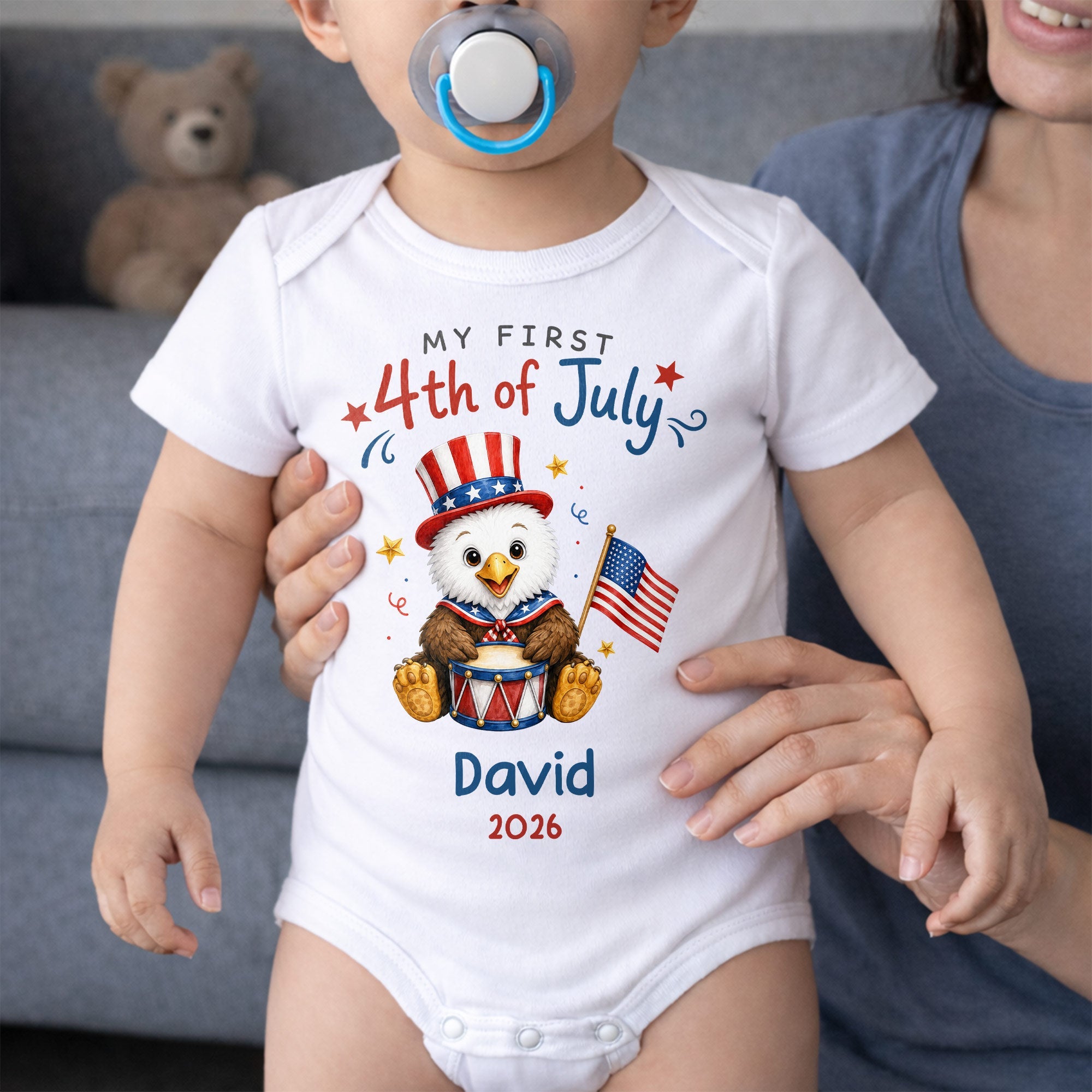 Personalized 4th of July Baby Onesie Custom Name Keepsake Gift Baby Onesie GradoCreations