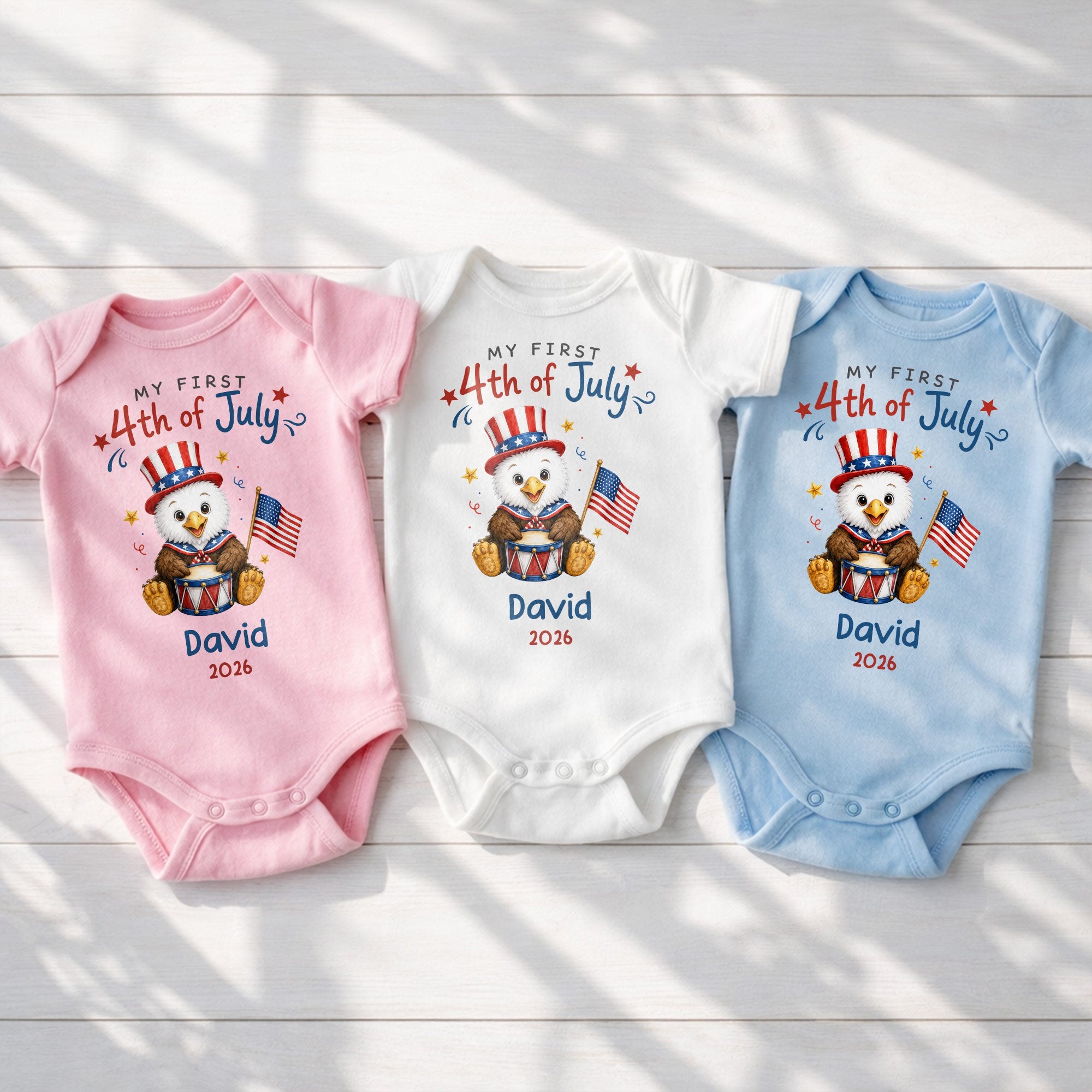 Personalized 4th of July Baby Onesie Custom Name Keepsake Gift Baby Onesie GradoCreations