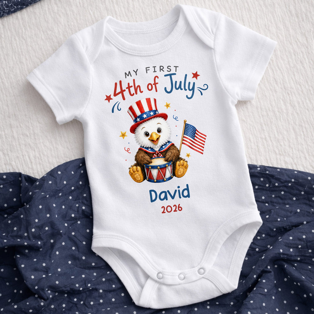 Personalized 4th of July Baby Onesie Custom Name Keepsake Gift Baby Onesie GradoCreations