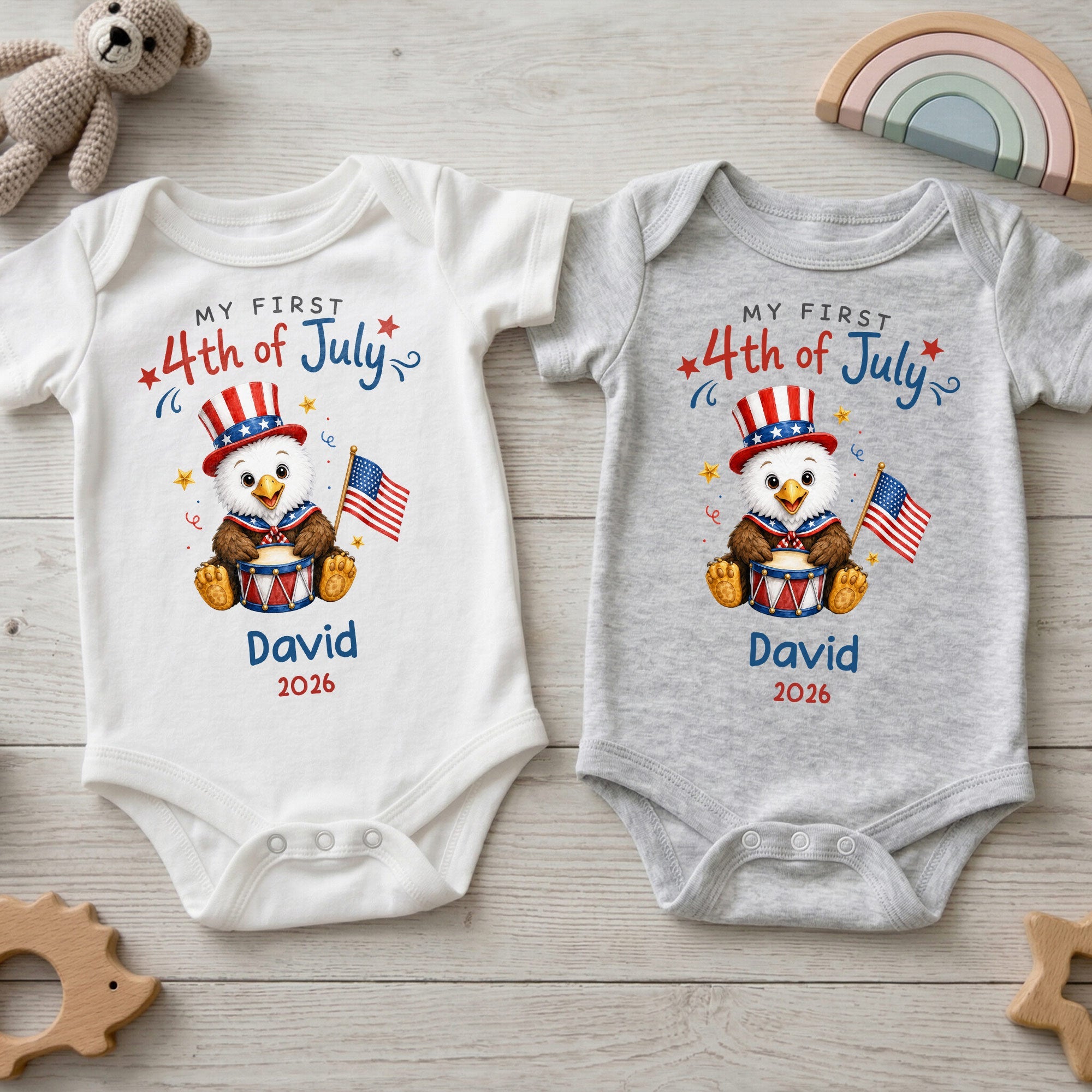 Personalized 4th of July Baby Onesie Custom Name Keepsake Gift Baby Onesie GradoCreations