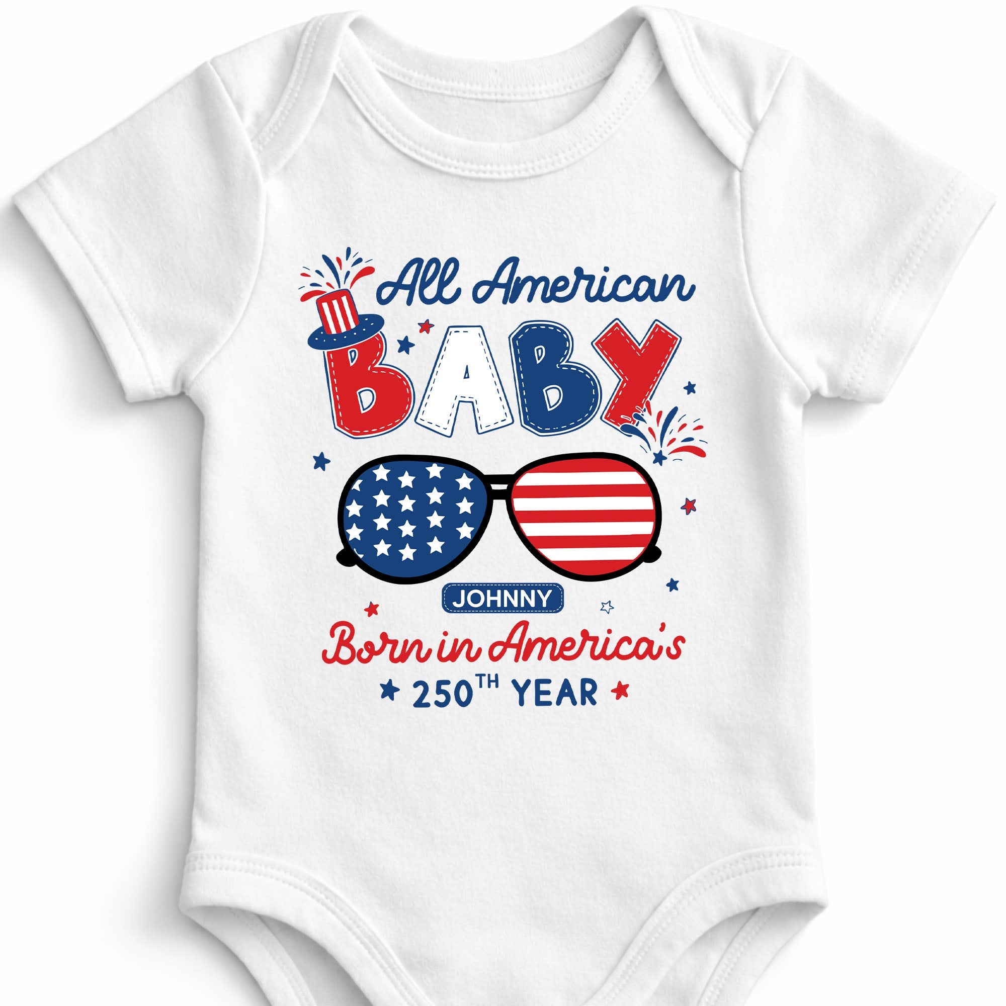 Personalized Baby Onesie USA Flag Patriotic Gift for Kids Baby Onesie GradoCreations
