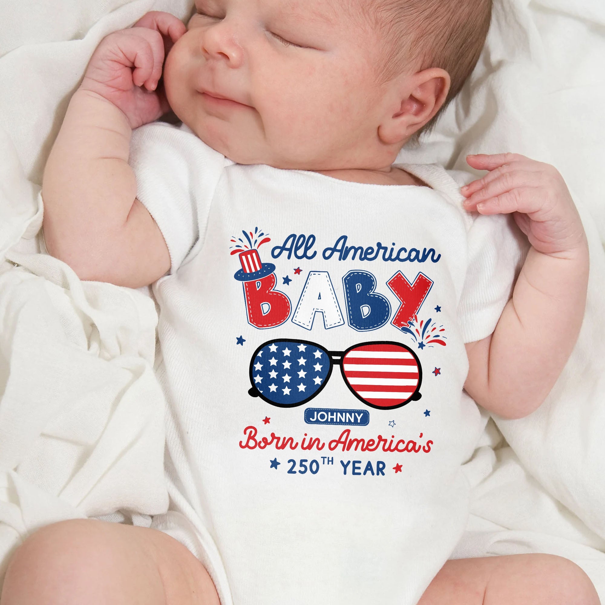 Personalized Baby Onesie USA Flag Patriotic Gift for Kids Baby Onesie GradoCreations