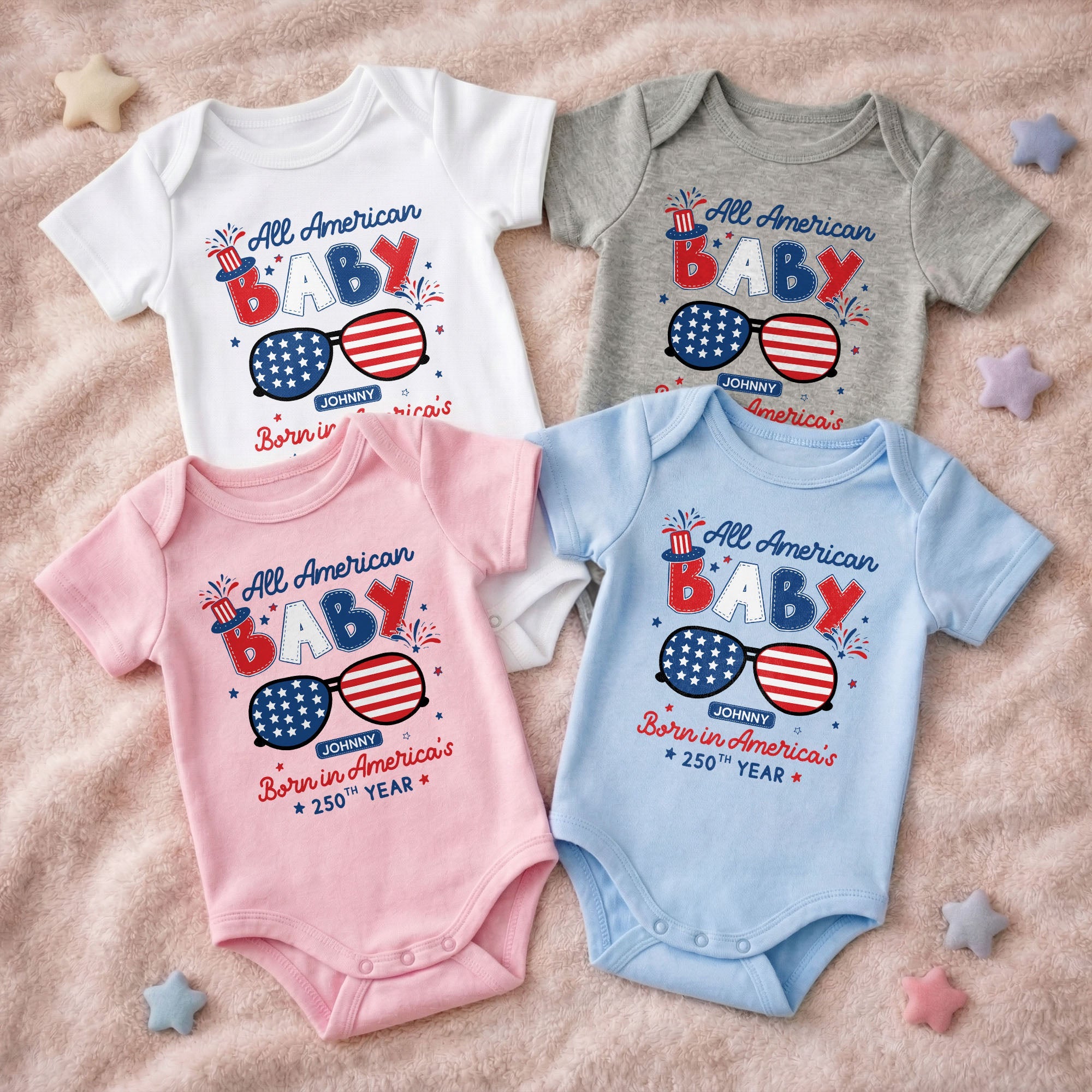 Personalized Baby Onesie USA Flag Patriotic Gift for Kids Baby Onesie GradoCreations