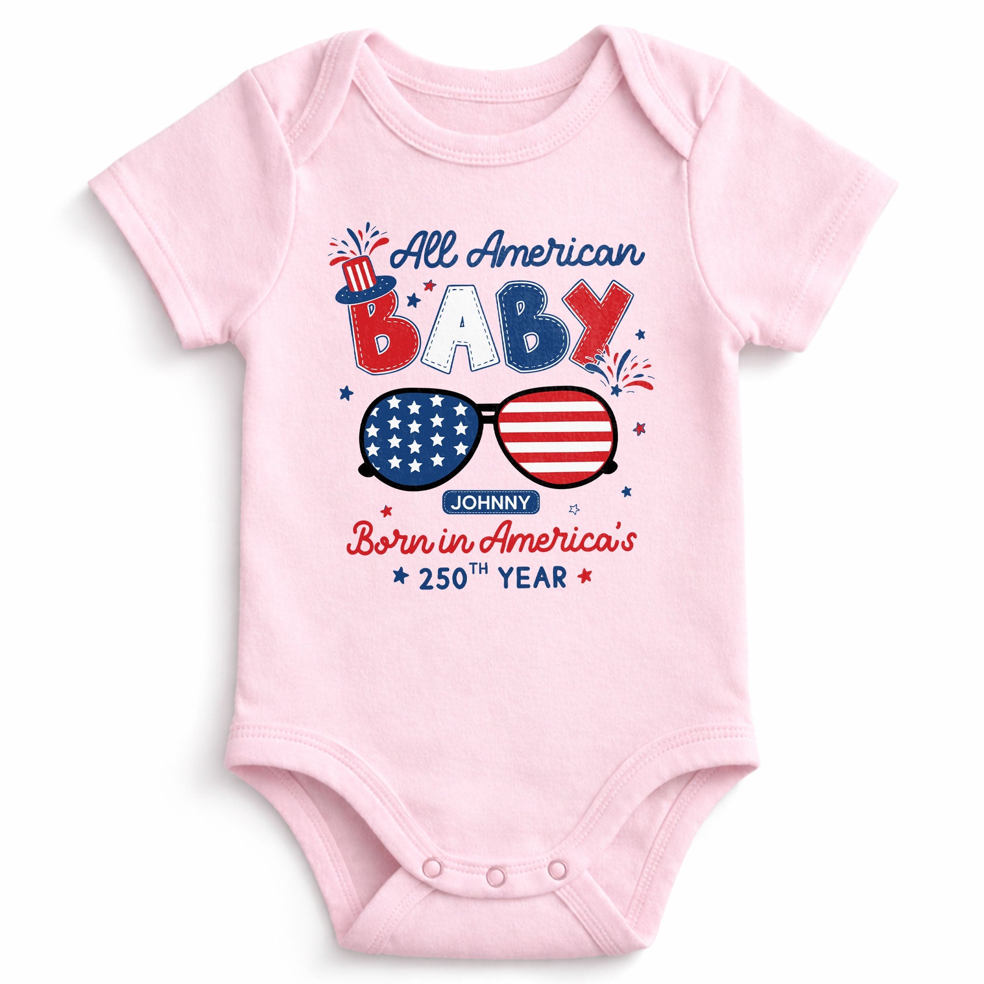 Personalized Baby Onesie USA Flag Patriotic Gift for Kids Baby Onesie GradoCreations