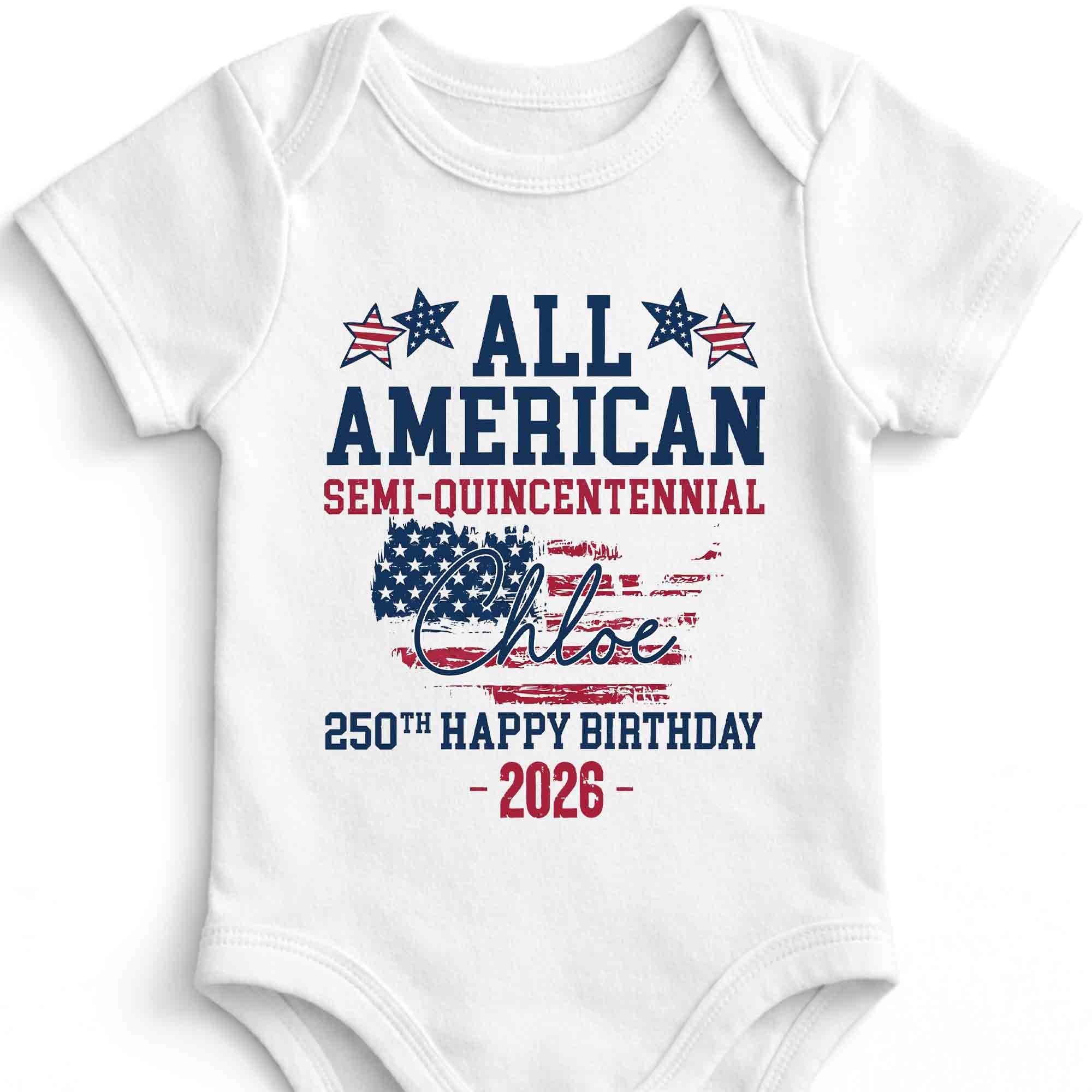 Personalized Baby Onesie USA Flag Custom Name 4th of July Gift Baby Onesie GradoCreations