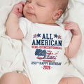 Personalized Baby Onesie USA Flag Custom Name 4th of July Gift Baby Onesie GradoCreations