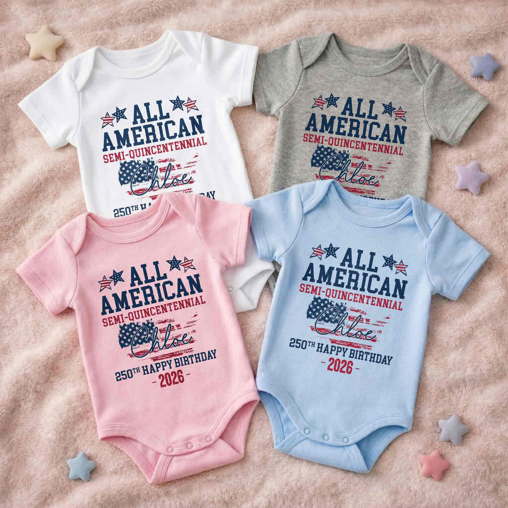 Personalized Baby Onesie USA Flag Custom Name 4th of July Gift Baby Onesie GradoCreations