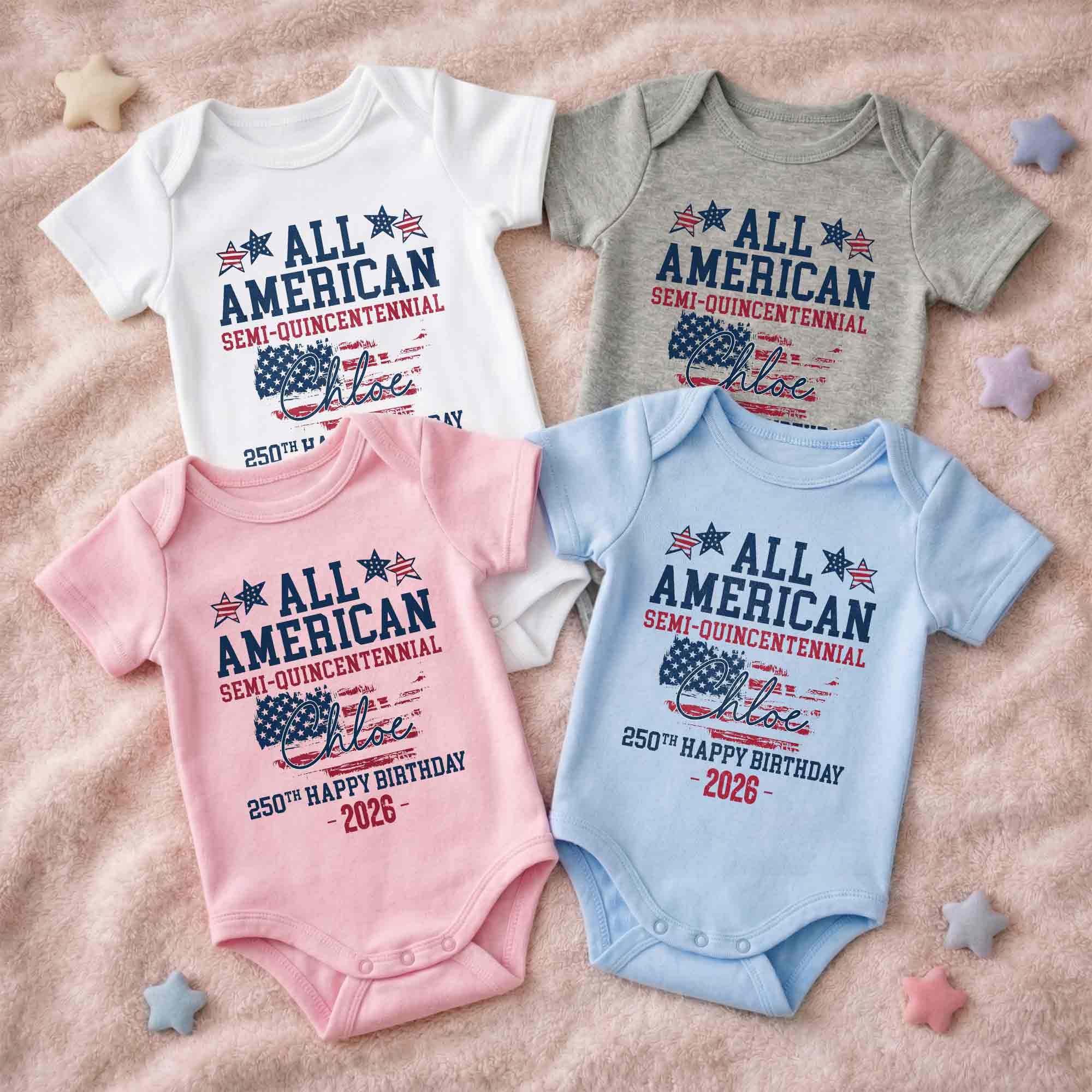 Personalized Baby Onesie USA Flag Custom Name 4th of July Gift Baby Onesie GradoCreations
