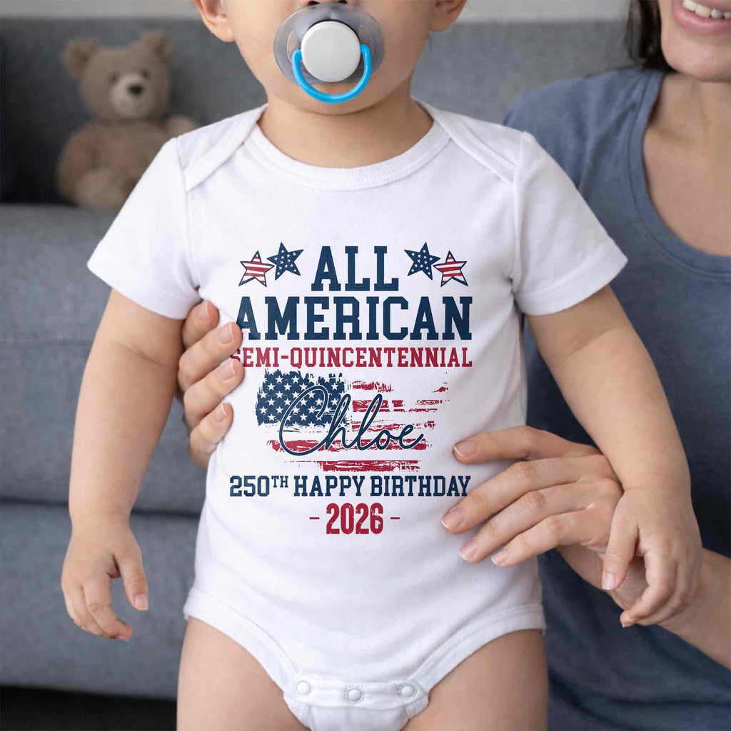 Personalized Baby Onesie USA Flag Custom Name 4th of July Gift Baby Onesie GradoCreations