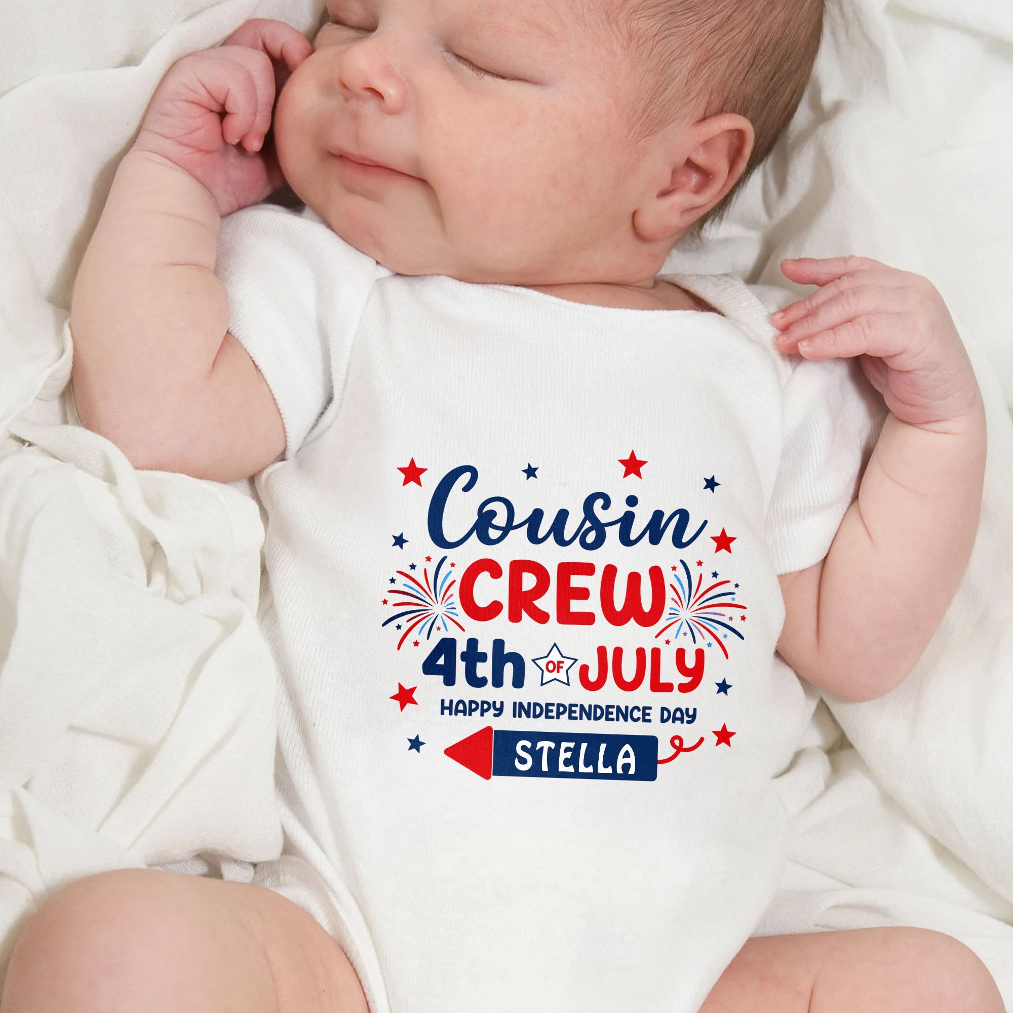 Personalized Cousin Crew Baby Onesie Custom Name 4th of July Gift Baby Onesie GradoCreations