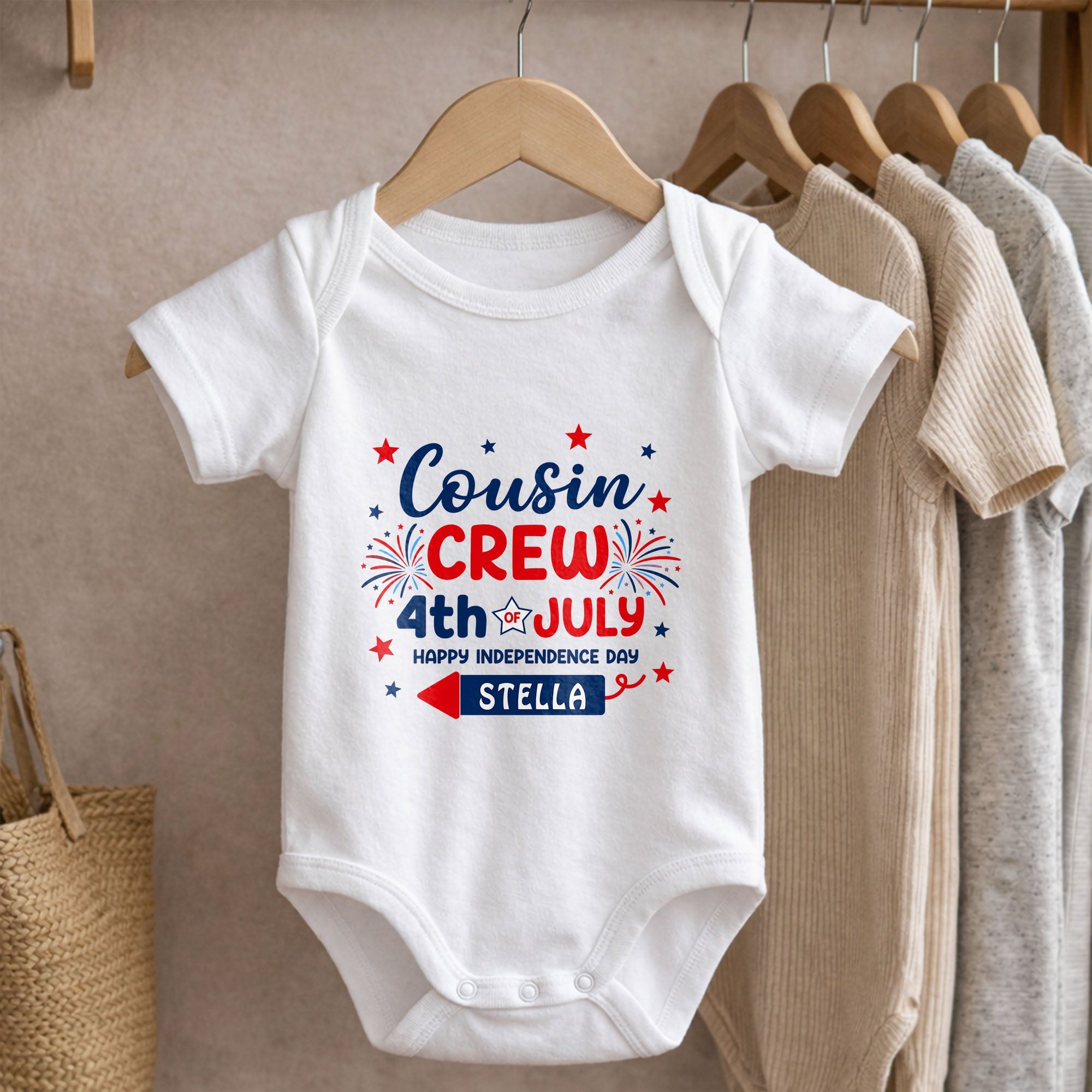 Personalized Cousin Crew Baby Onesie Custom Name 4th of July Gift Baby Onesie GradoCreations