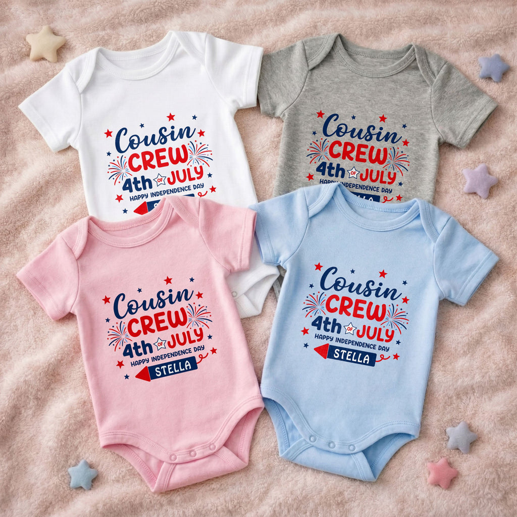 Personalized Cousin Crew Baby Onesie Custom Name 4th of July Gift Baby Onesie GradoCreations