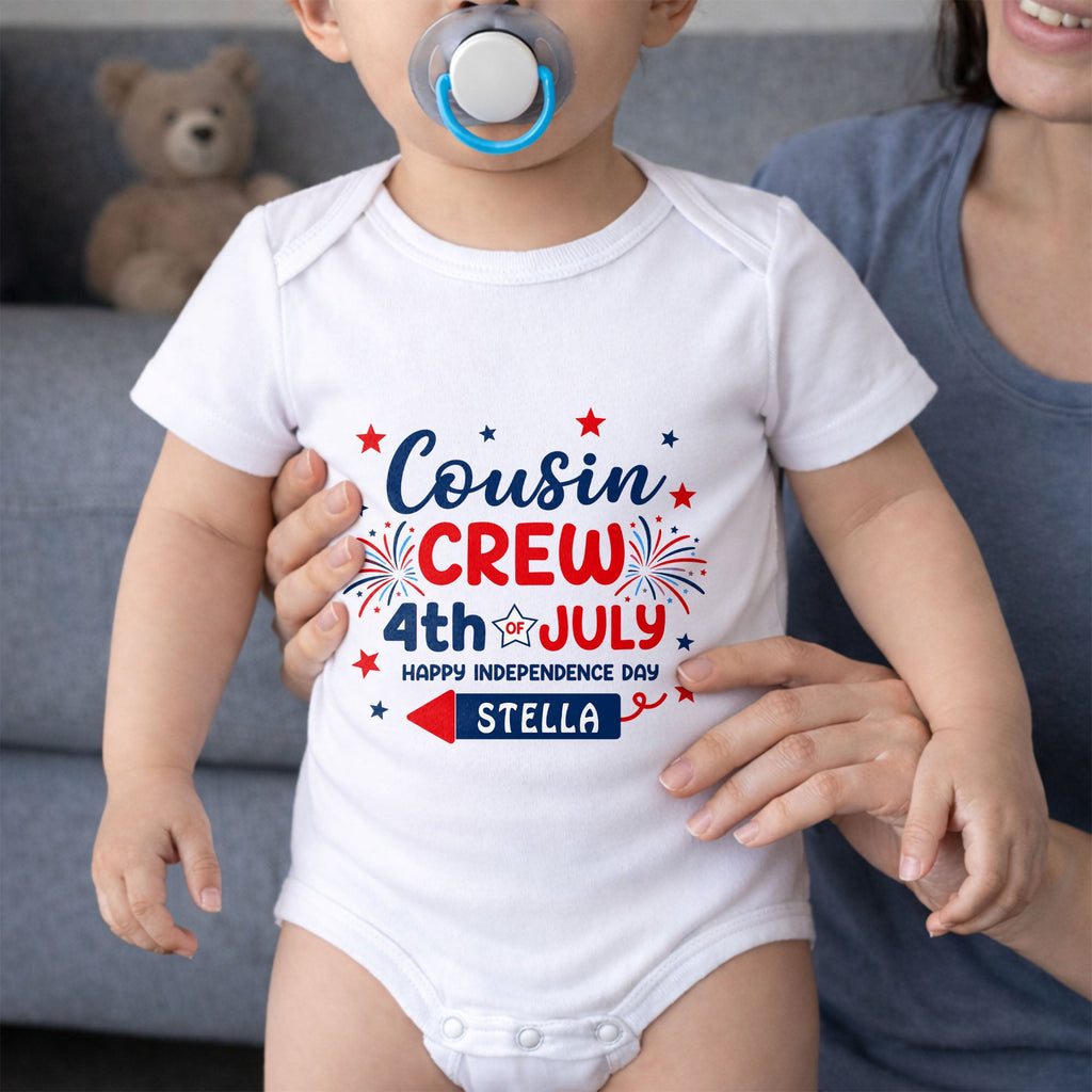 Personalized Cousin Crew Baby Onesie Custom Name 4th of July Gift Baby Onesie GradoCreations