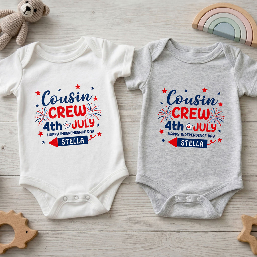 Personalized Cousin Crew Baby Onesie Custom Name 4th of July Gift Baby Onesie GradoCreations