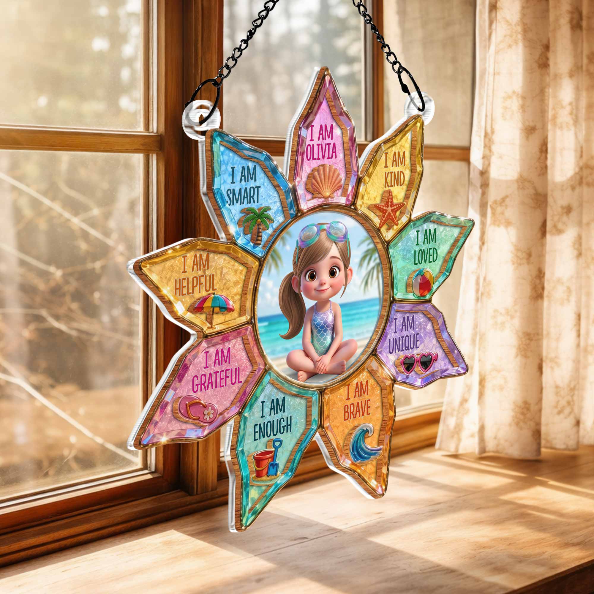 Personalized Custom Suncatcher Kids Affirmation Gift for Girls/Boys Suncatcher GradoCreations