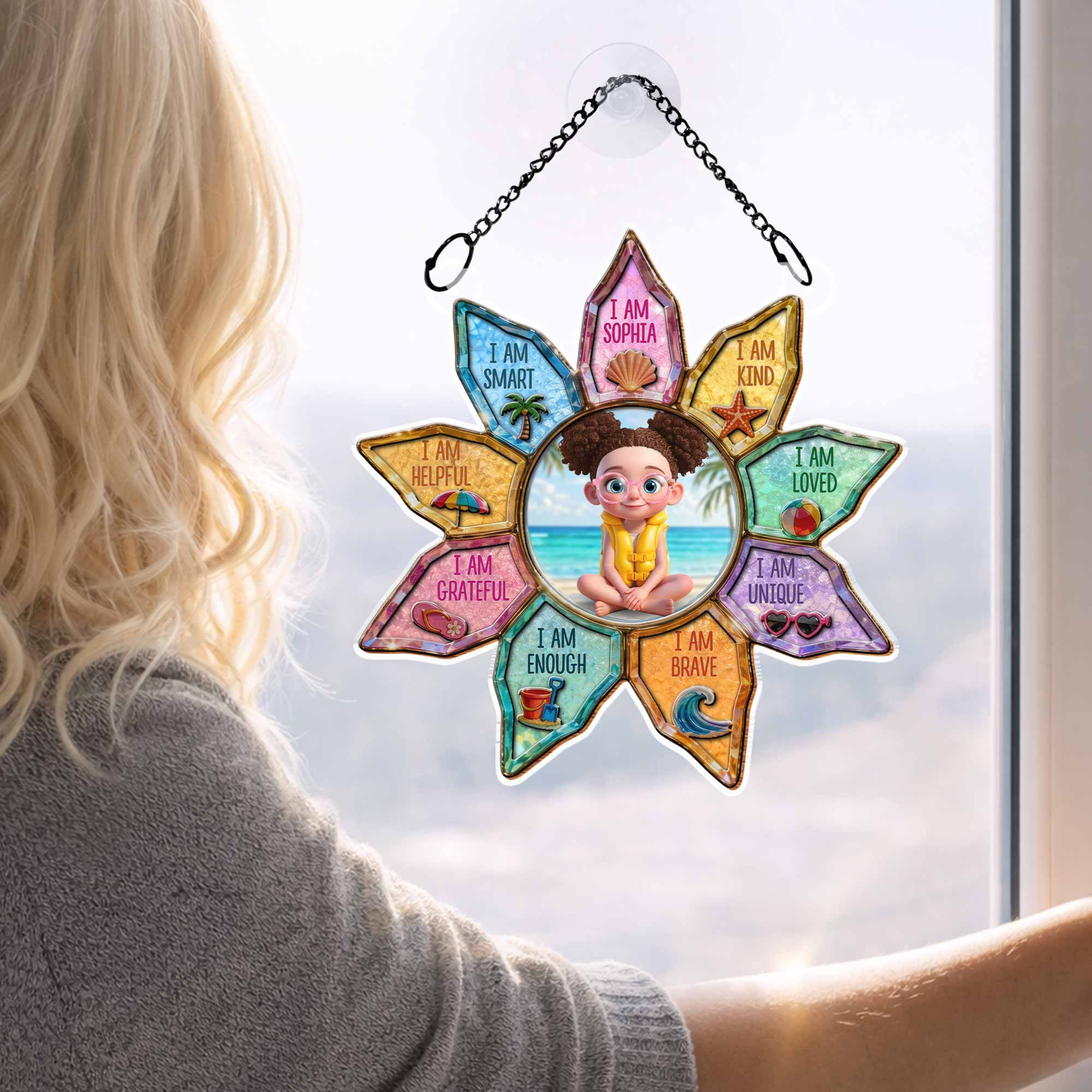 Personalized Custom Suncatcher Kids Affirmation Gift for Girls/Boys Suncatcher GradoCreations