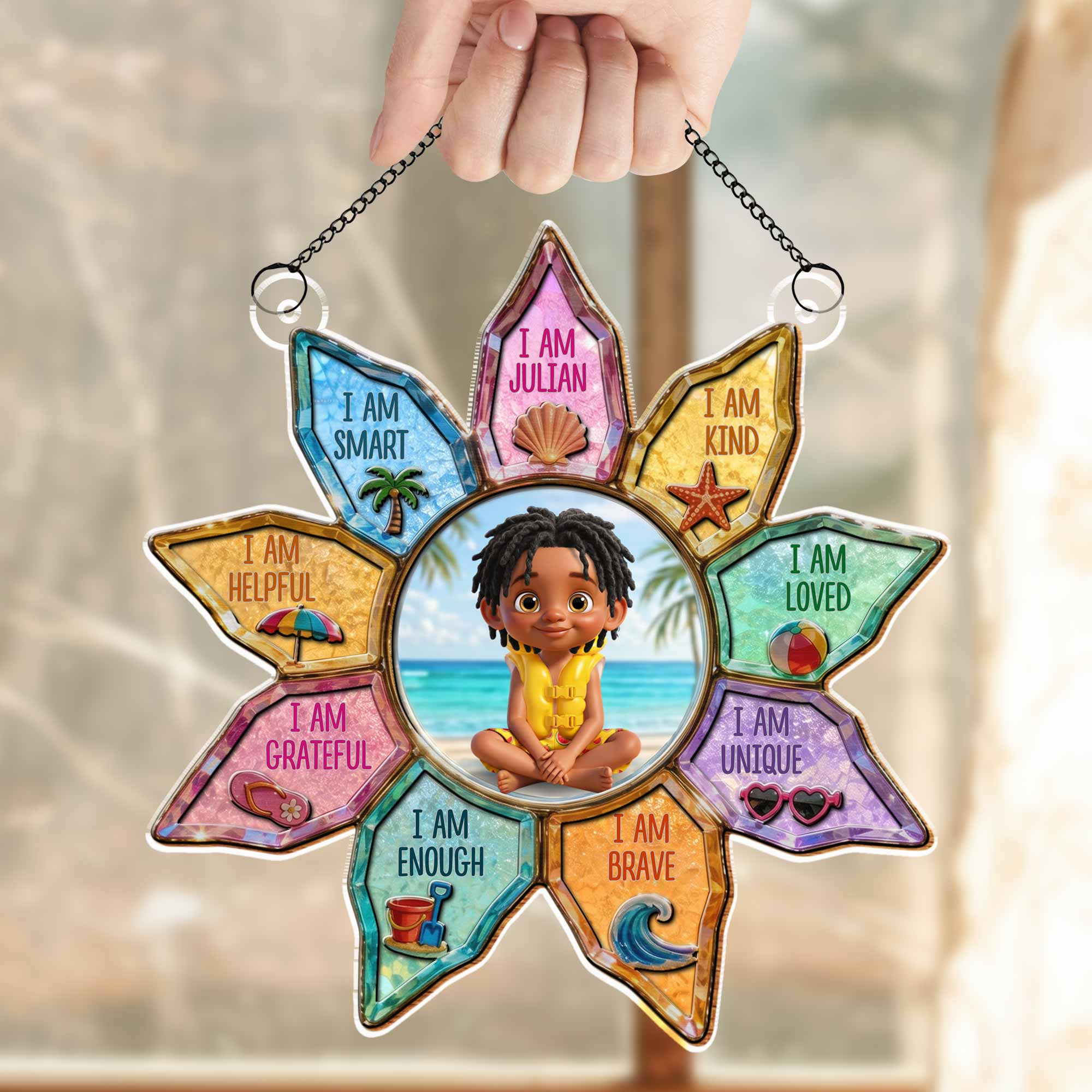 Personalized Custom Suncatcher Kids Affirmation Gift for Girls/Boys Suncatcher GradoCreations