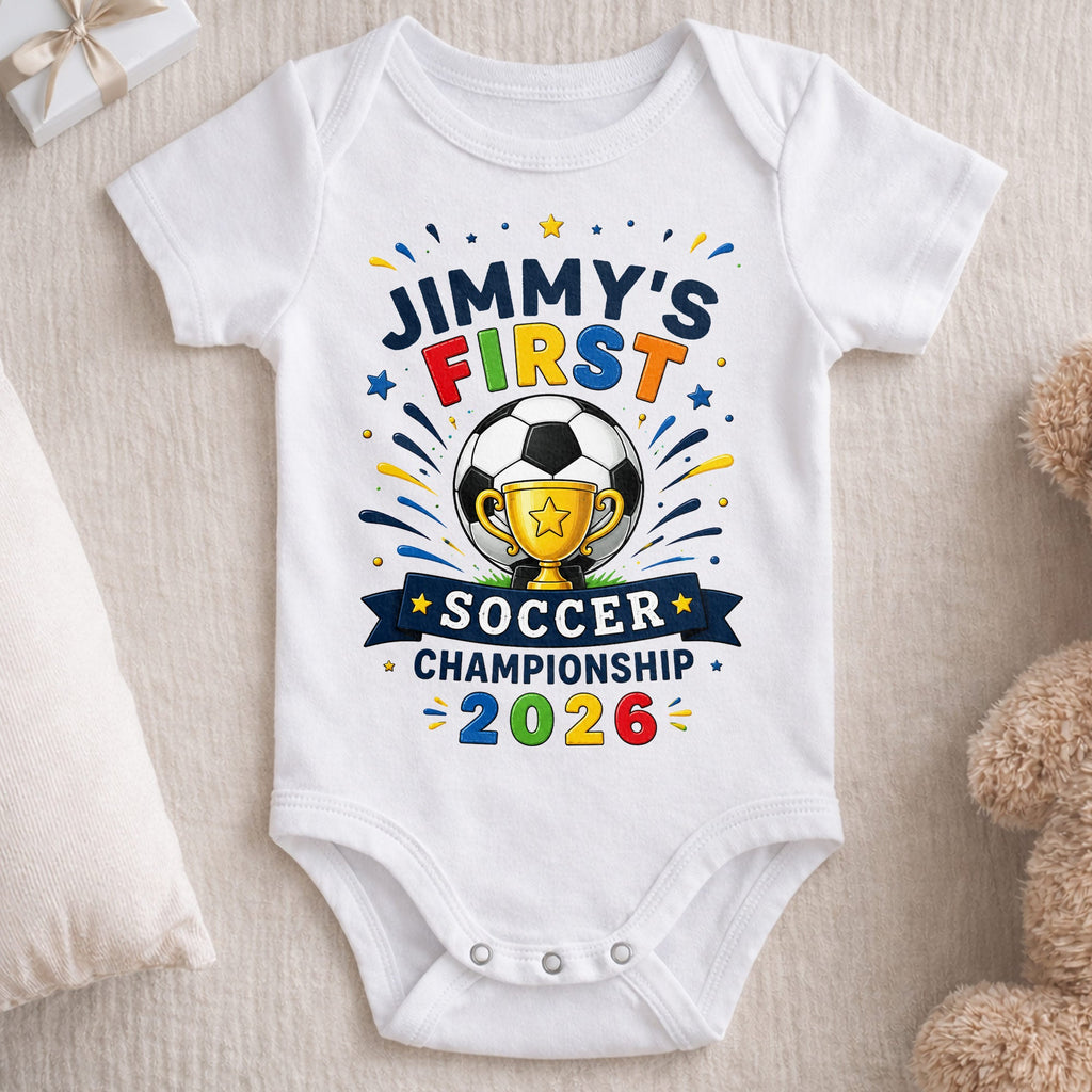 Personalized Baby Onesie Custom Name Soccer Championship Gift Baby Onesie GradoCreations