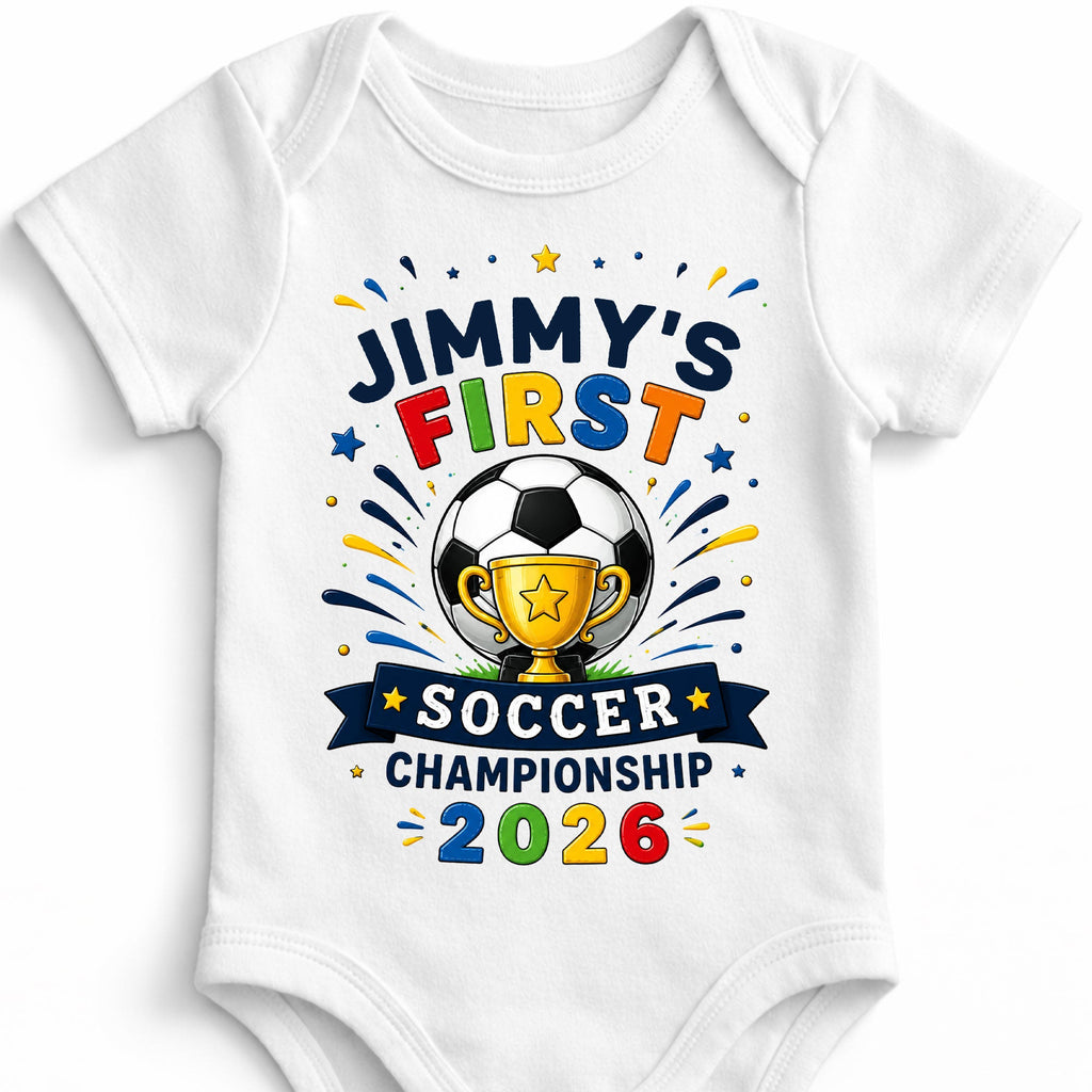 Personalized Baby Onesie Custom Name Soccer Championship Gift Baby Onesie GradoCreations