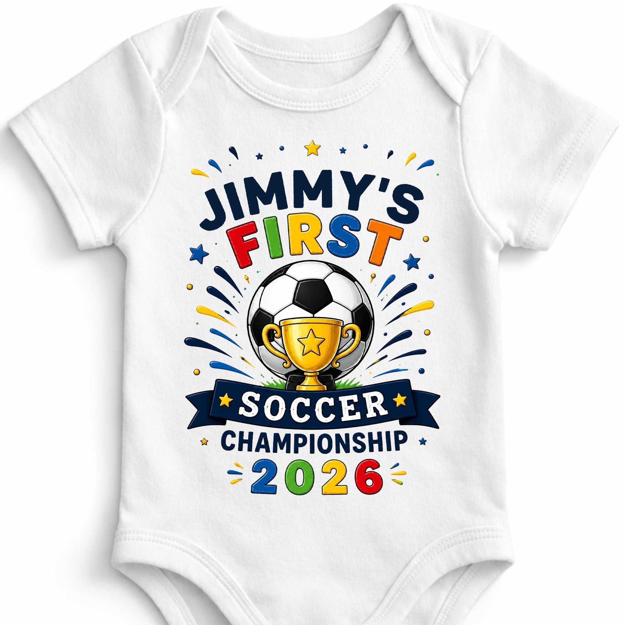 Personalized Baby Onesie Custom Name Soccer Championship Gift Baby Onesie GradoCreations